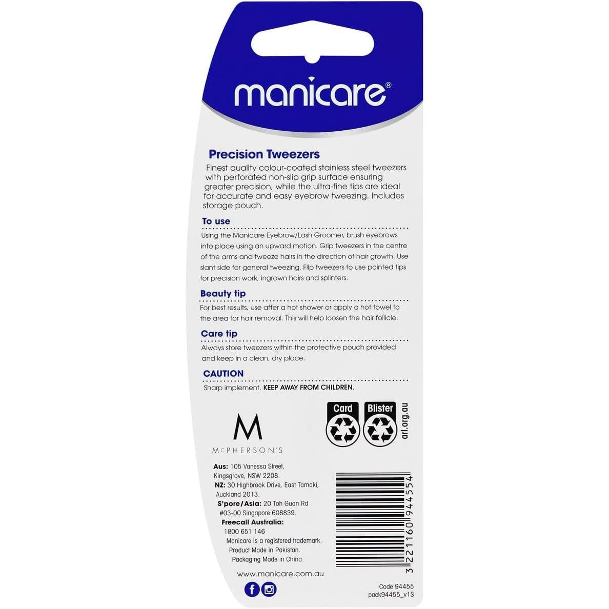 Manicare Tweezer Precision Pink