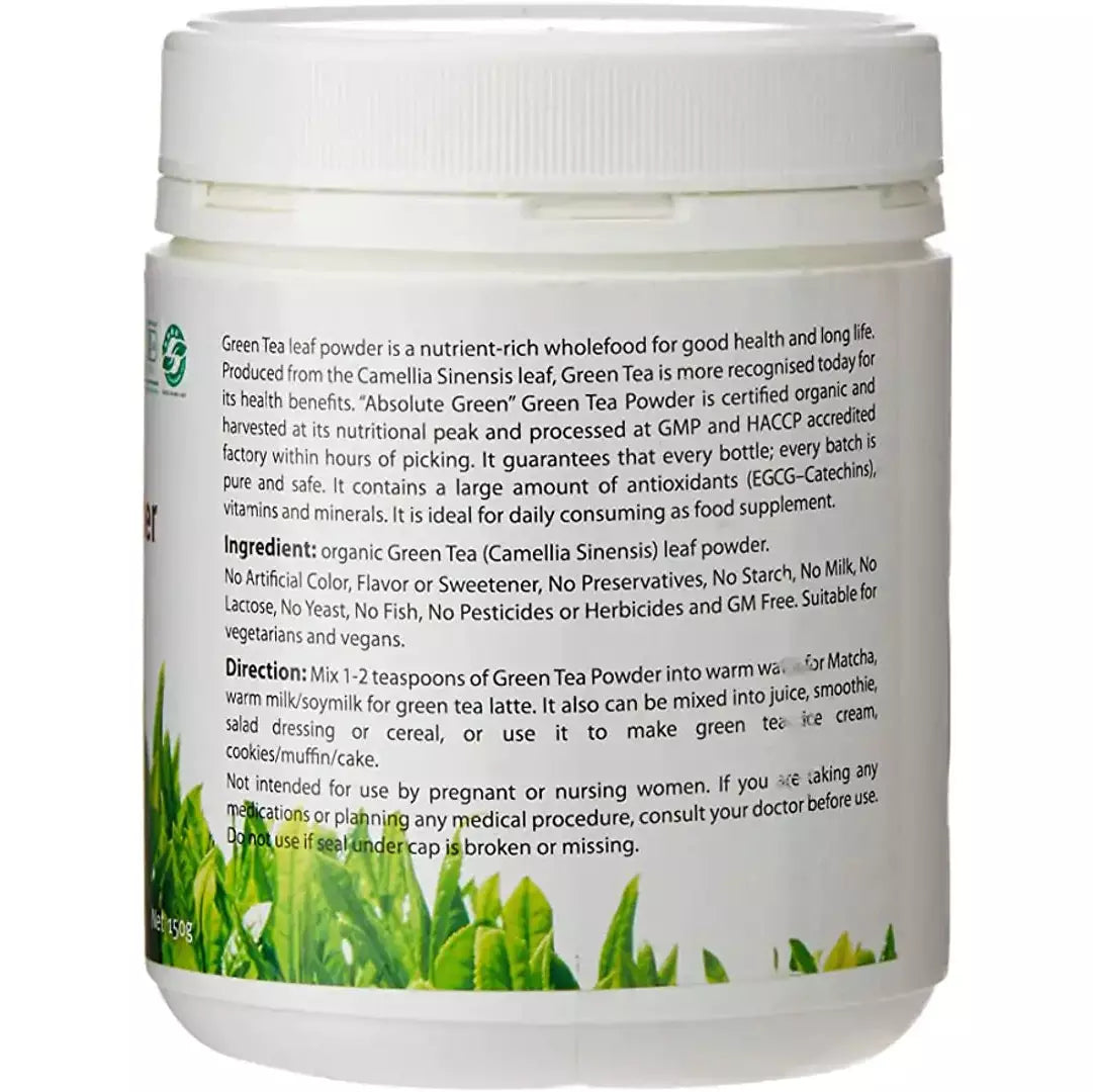 Absolute Green Organic Green Tea Powder 150g absolute green