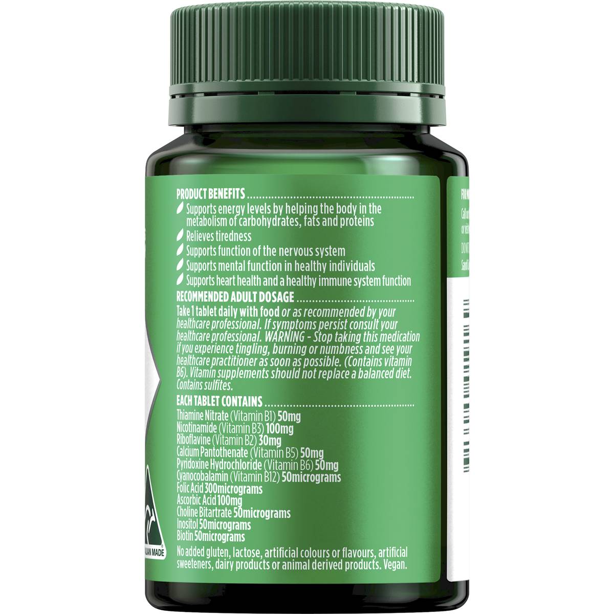 Nature's Own Super Vitamin B Complex With Biotin B3 B6 + B12 75 Tablets - Cutprice Online
