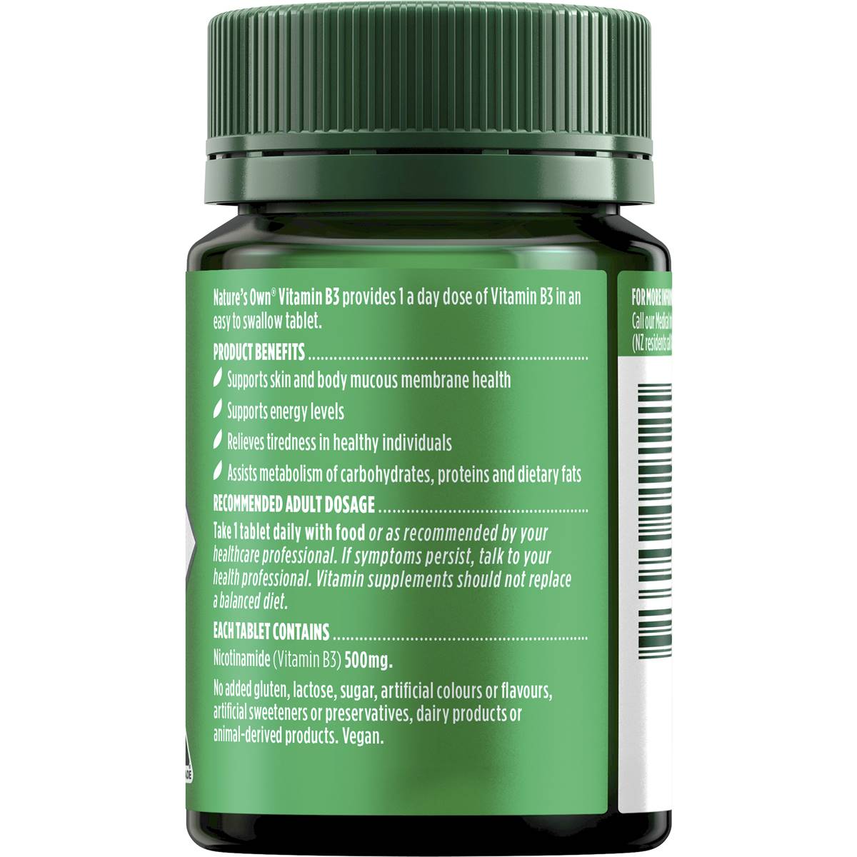 Nature's Own Vitamin B3 500mg 120 Tablets - Cutprice Online