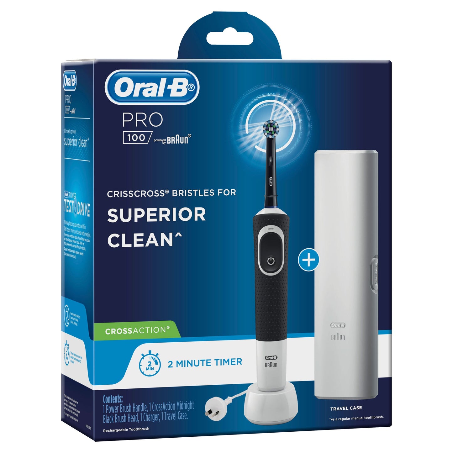 Oral B Pro 100 Cross Action Power Toothbrush Black - Cutprice Online