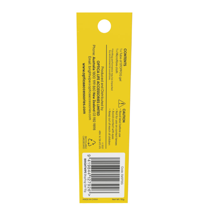 Bright Wipe Stopfog Gel 10g + Microfibre Cloth