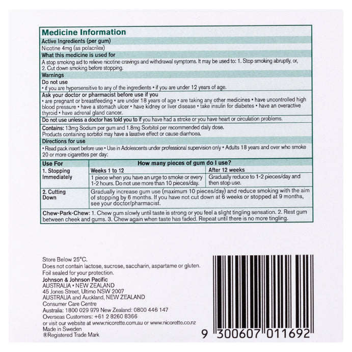 Nicorette Extra Strength 4mg 150 Pack
