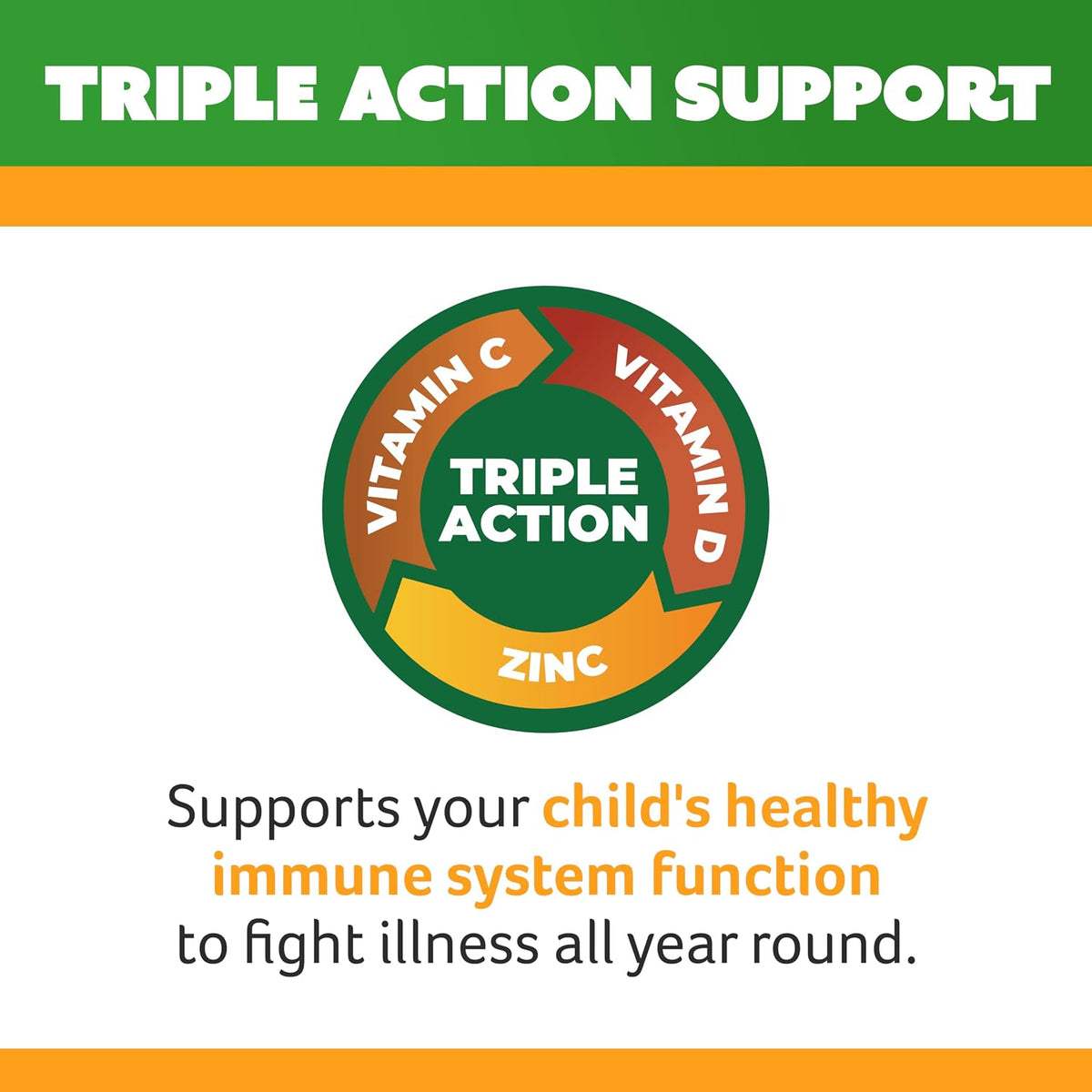 Cenovis Kids Chewable Triple Action Vit C, D & Zinc Orange & Mango Flavour 60 Tablets