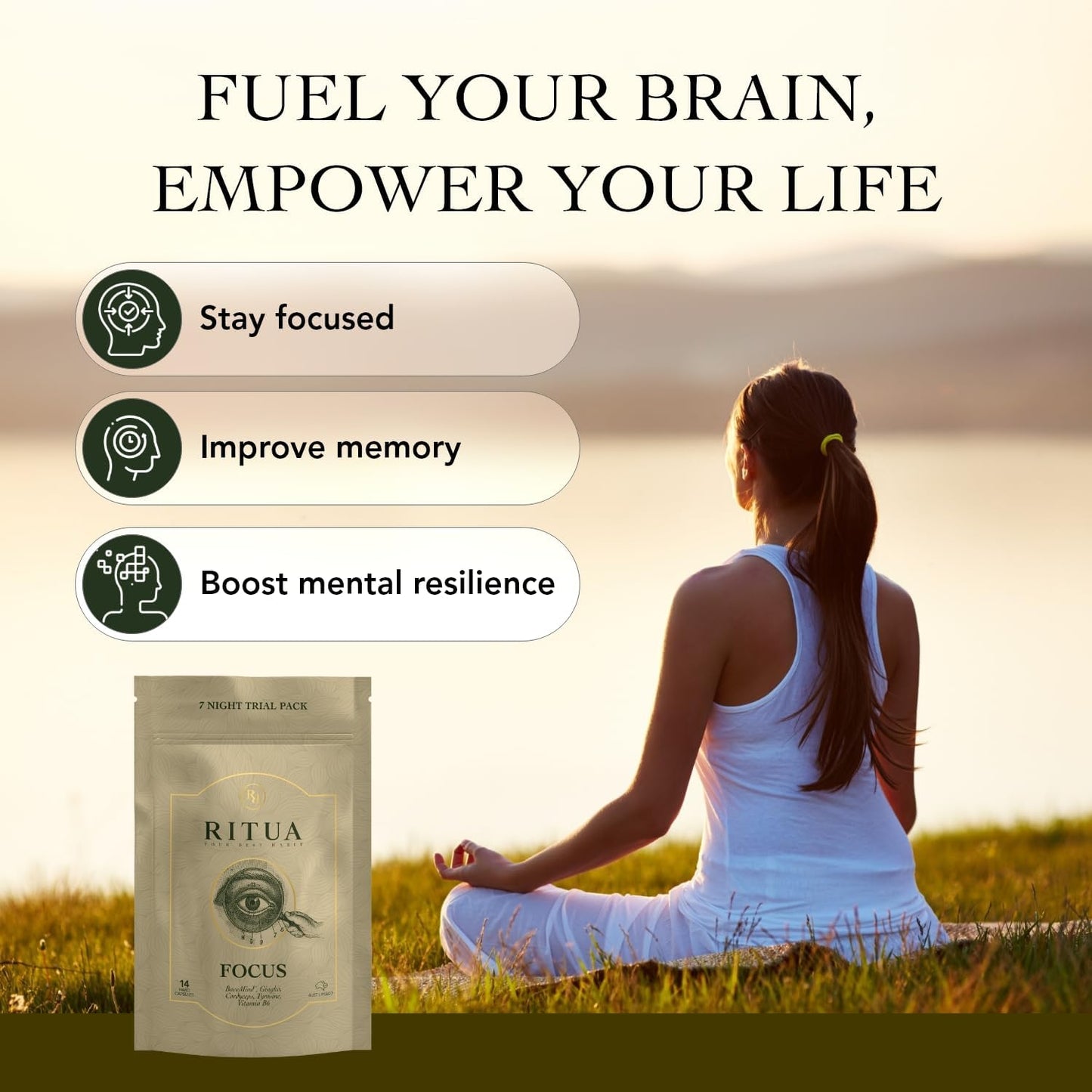 Ritua Focus 7 Day Bacomind Ginko Cordyceps Tyrosine B6 14 Caps - Cutprice Online