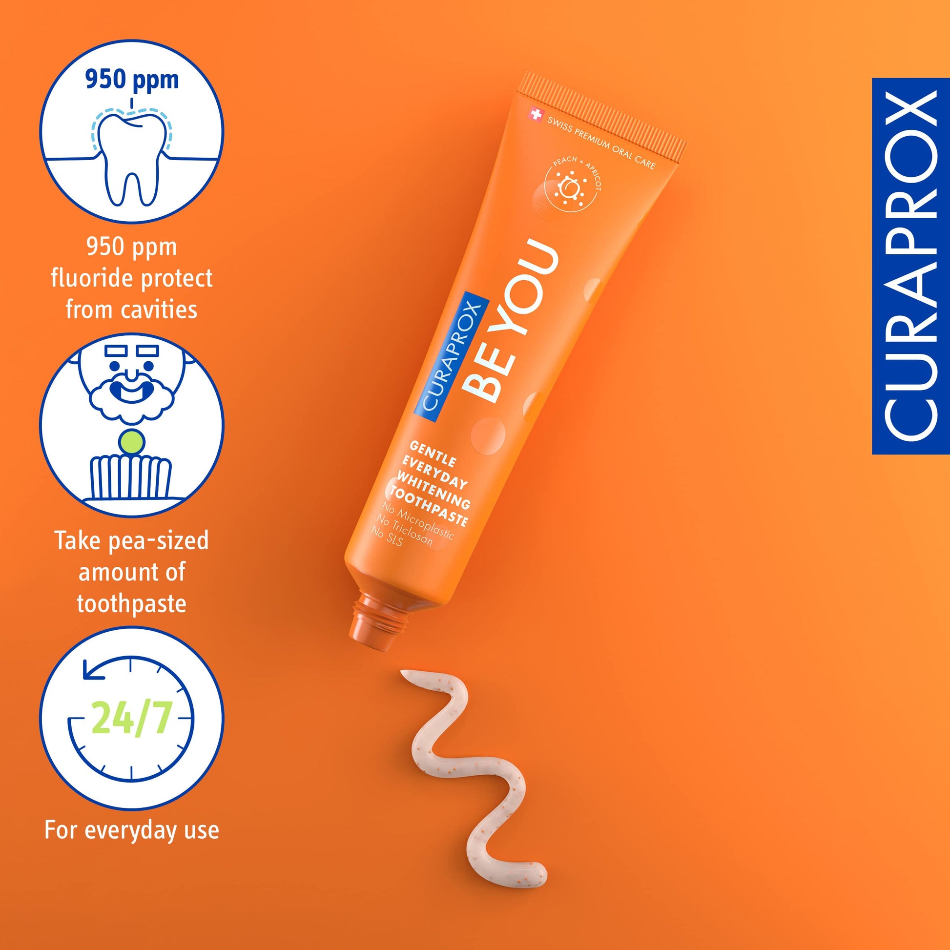 Curaprox Be You Peach & Apricot Whitening Toothpaste 60ml - Cutprice Online