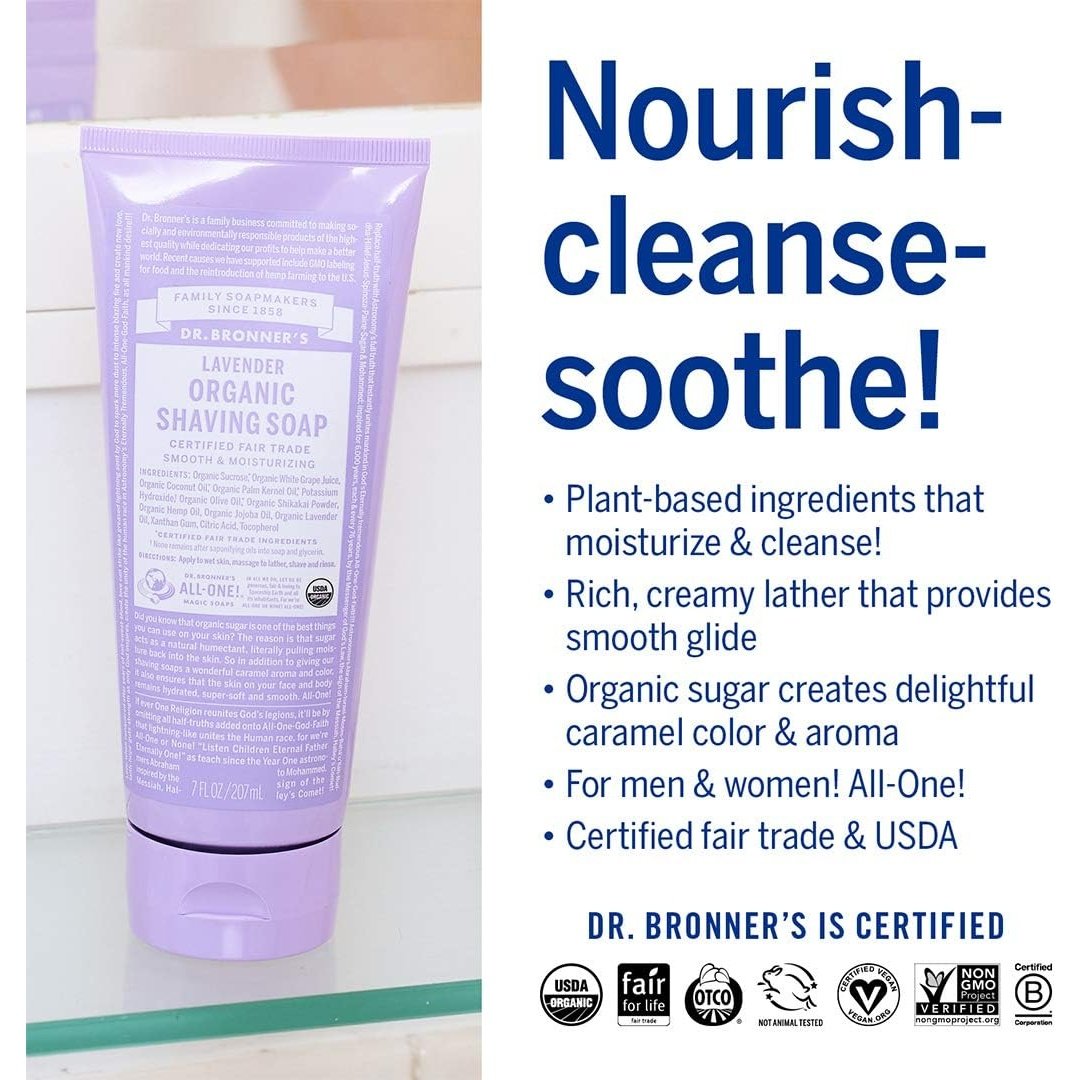 Dr. Bronner's Organic Shaving Soap Lavender 207ml - Cutprice Online
