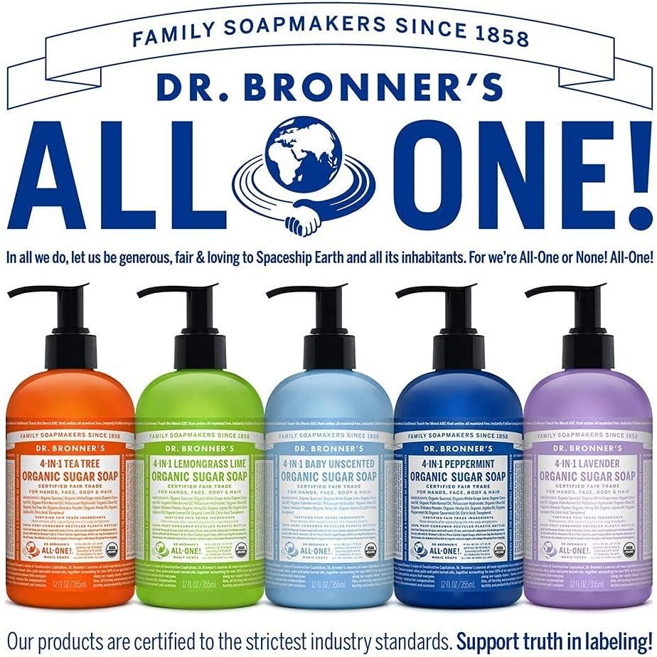 Dr. Bronner's Organic Sugar Soap  4-in-1 Lavender (pump) 355ml - Cutprice Online