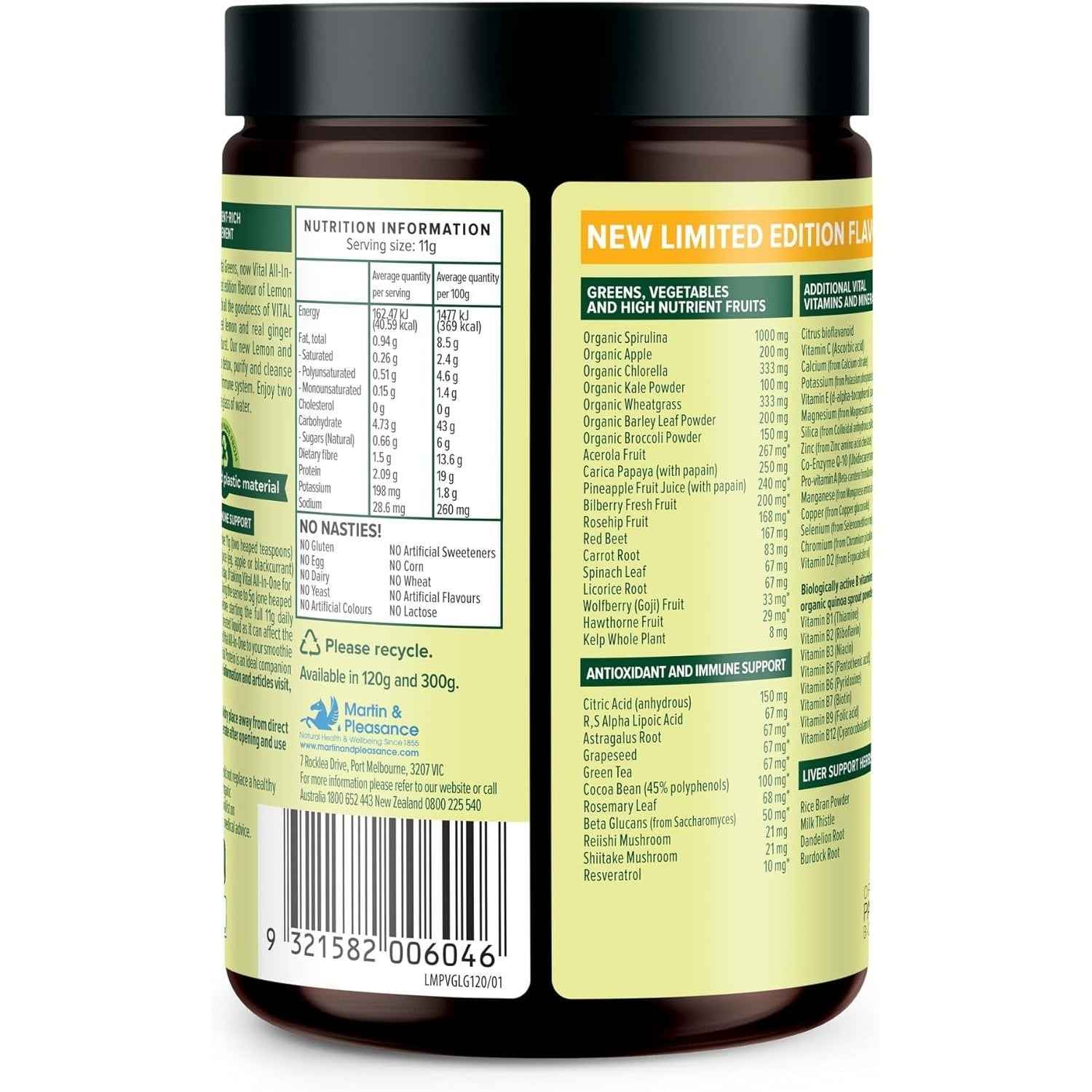 Martin & Pleasance Vital All-In-One (Greens) Lemon and Ginger 120g - Cutprice Online