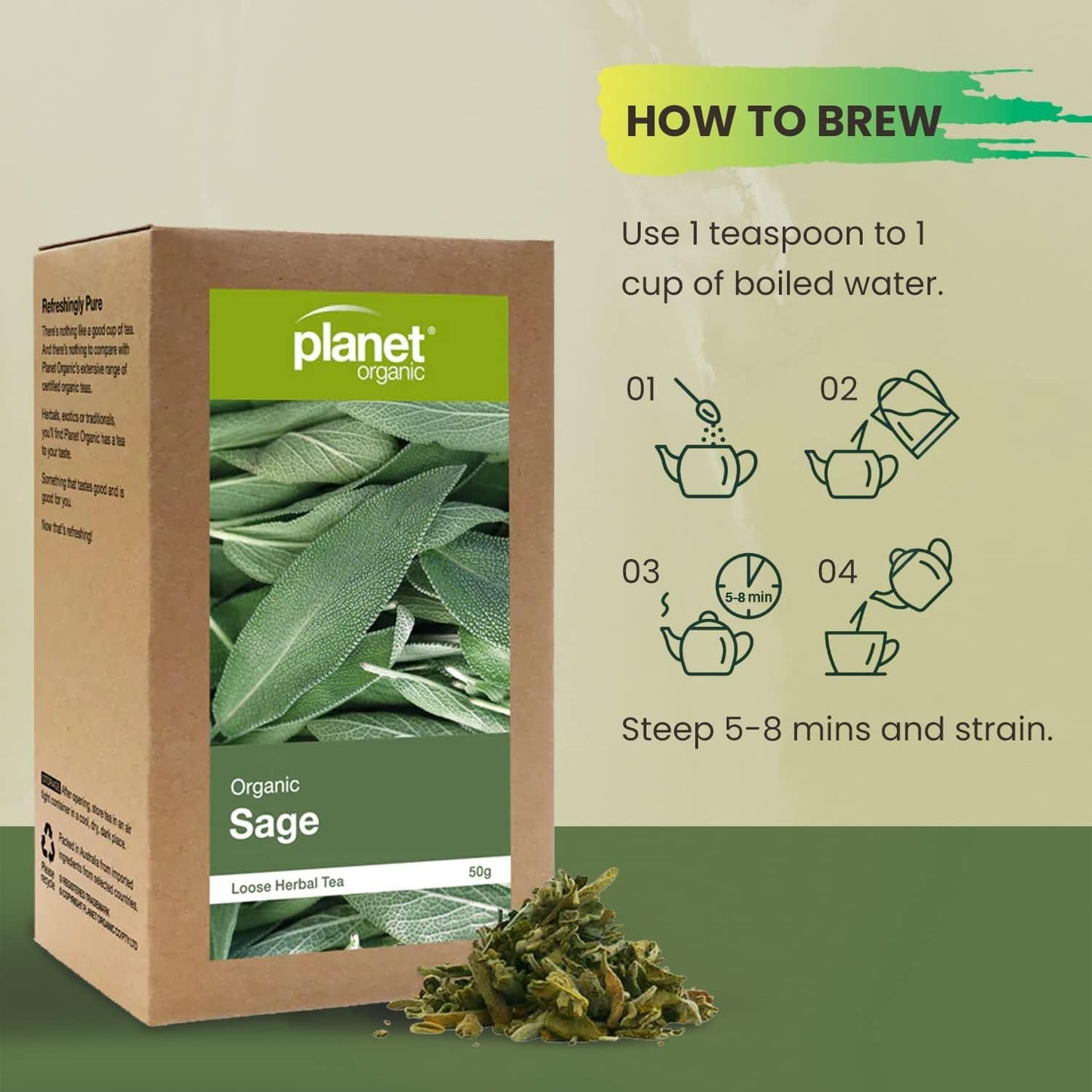 Planet Organic Organic Sage Loose Leaf Tea 50g - Cutprice Online