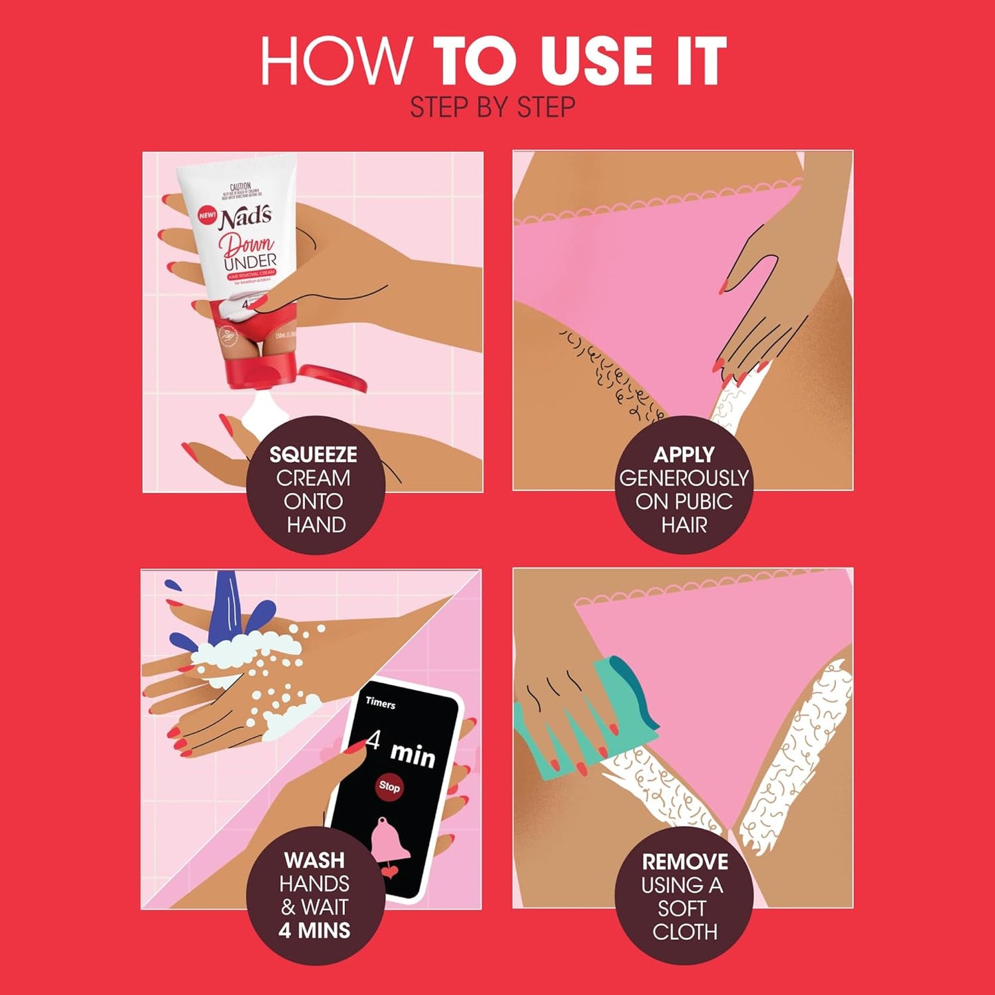 Nads Down Under Hair Removal Cream 150ml