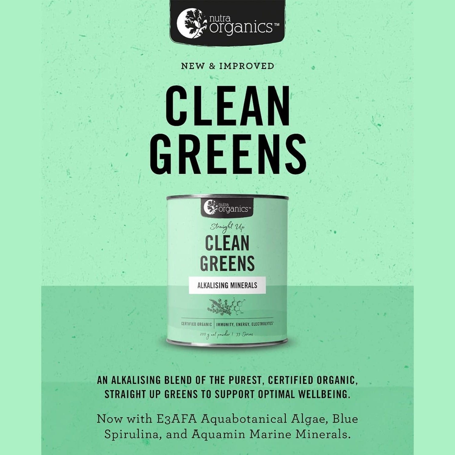 Nutra Organics Organic Clean Greens Straight Up 200g - Cutprice Online