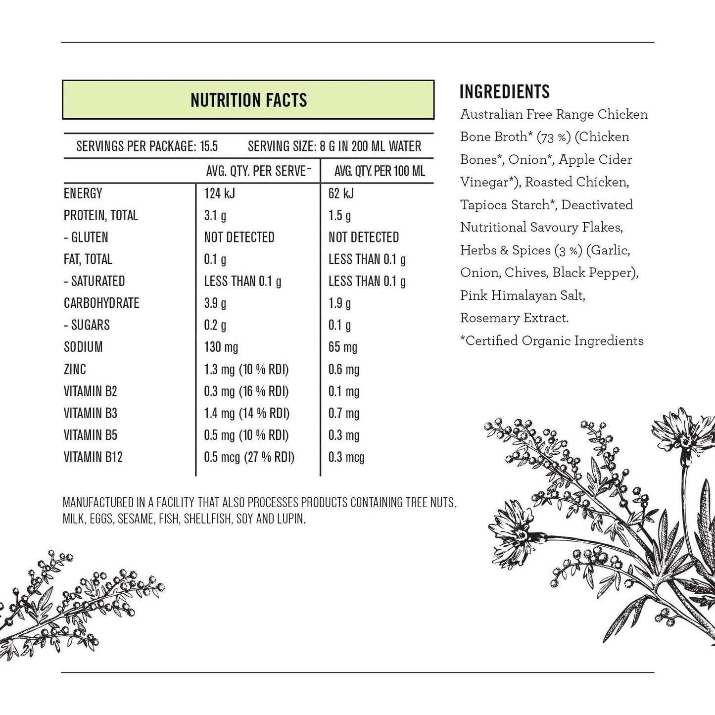 Nutra Organics Organic Bone Broth Chicken Garden Herb 125g - Cutprice Online