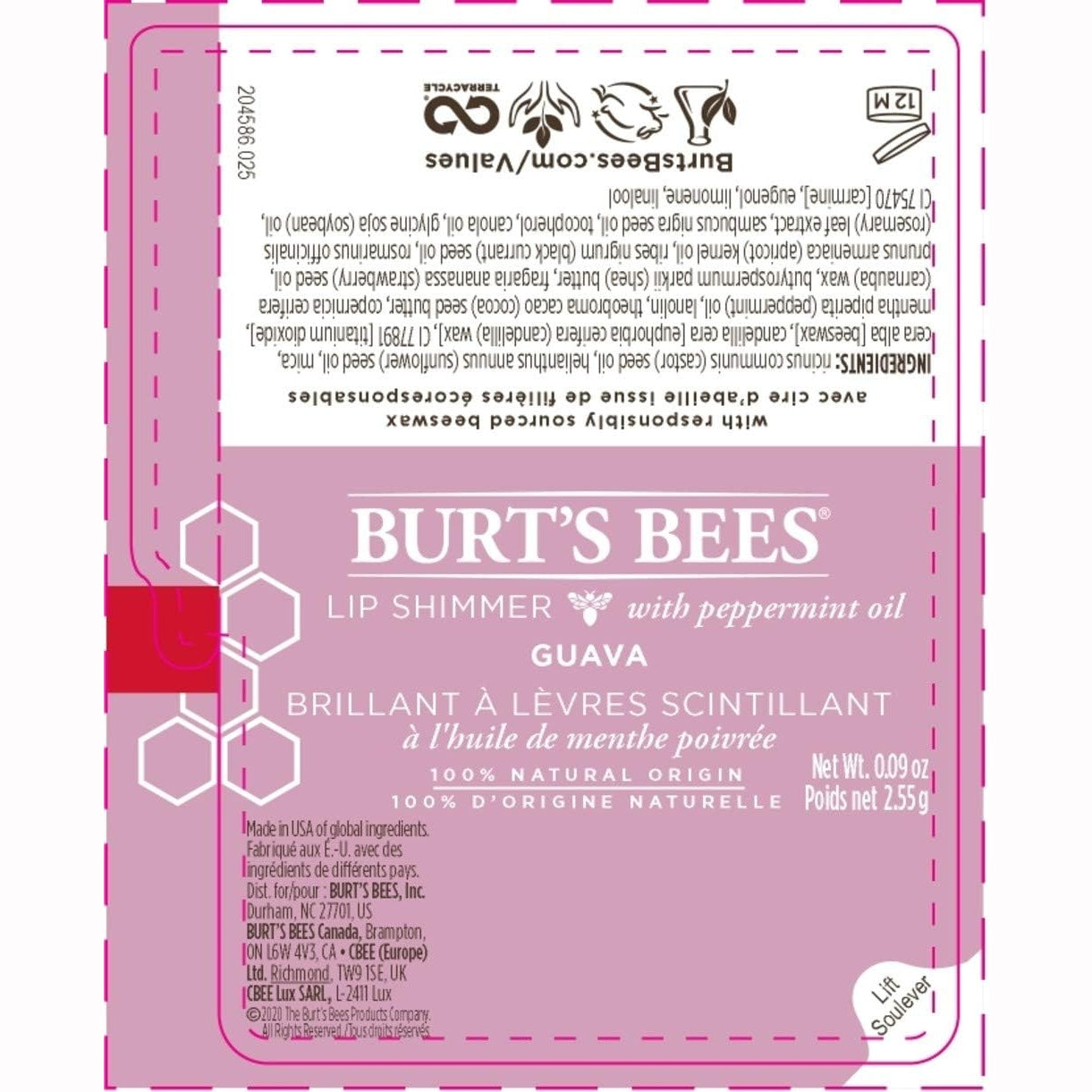 Burt's Bees Lip Shimmer Guava 2.6g - Cutprice Online