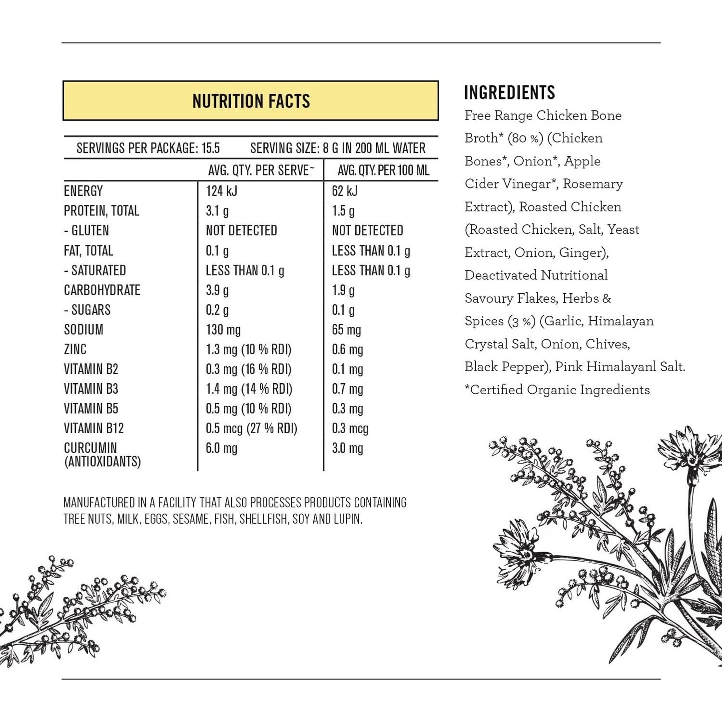 Nutra Organics Organic Bone Broth Chicken Turmeric 125g - Cutprice Online