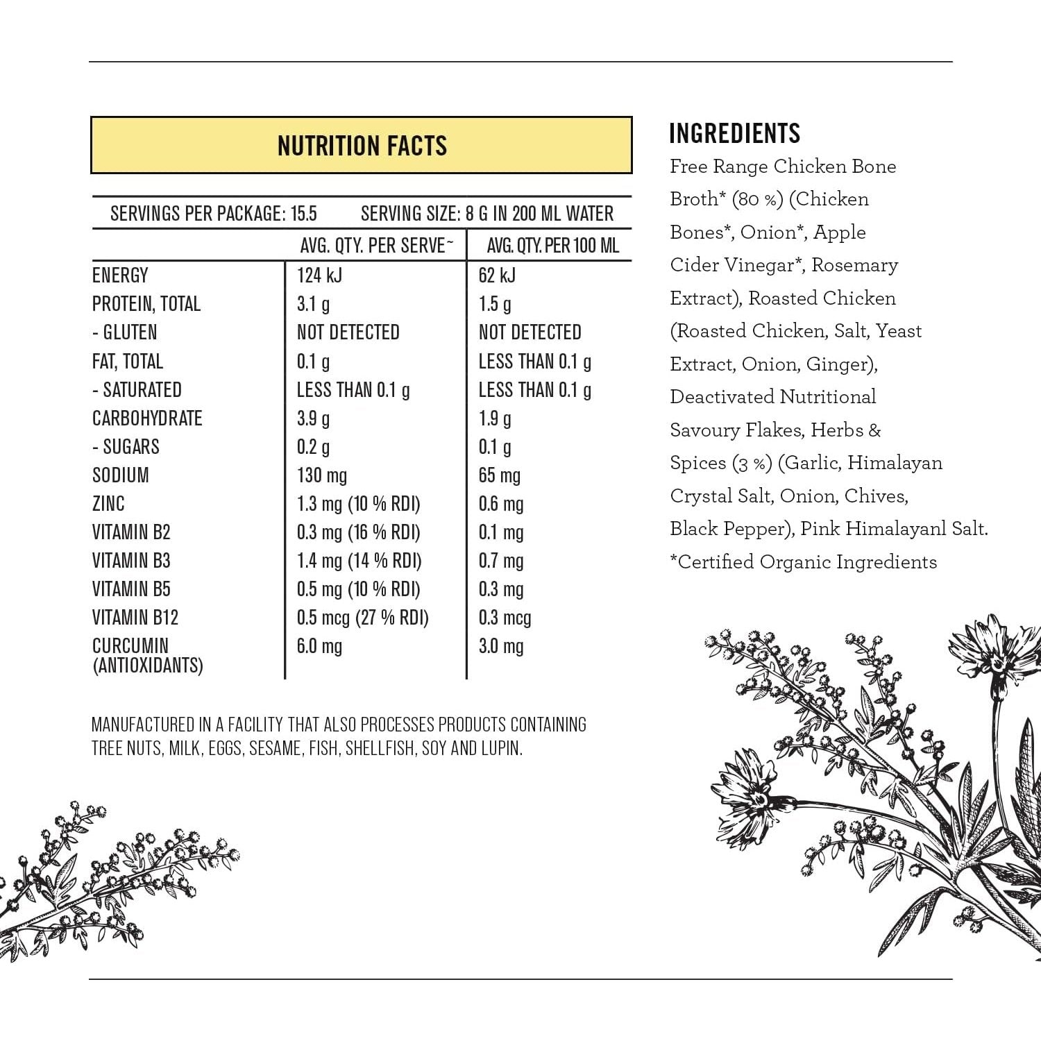 Nutra Organics Organic Bone Broth Chicken Turmeric 125g - Cutprice Online