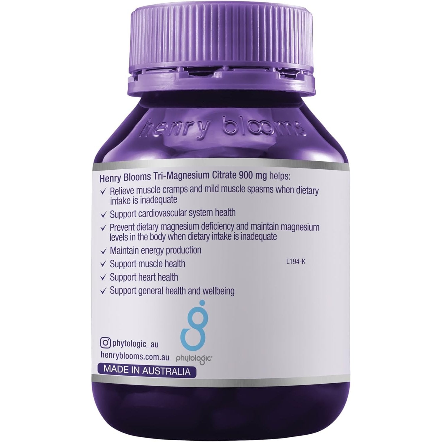 Henry Blooms Tri-Magnesium Citrate 900mg 60c - Cutprice Online