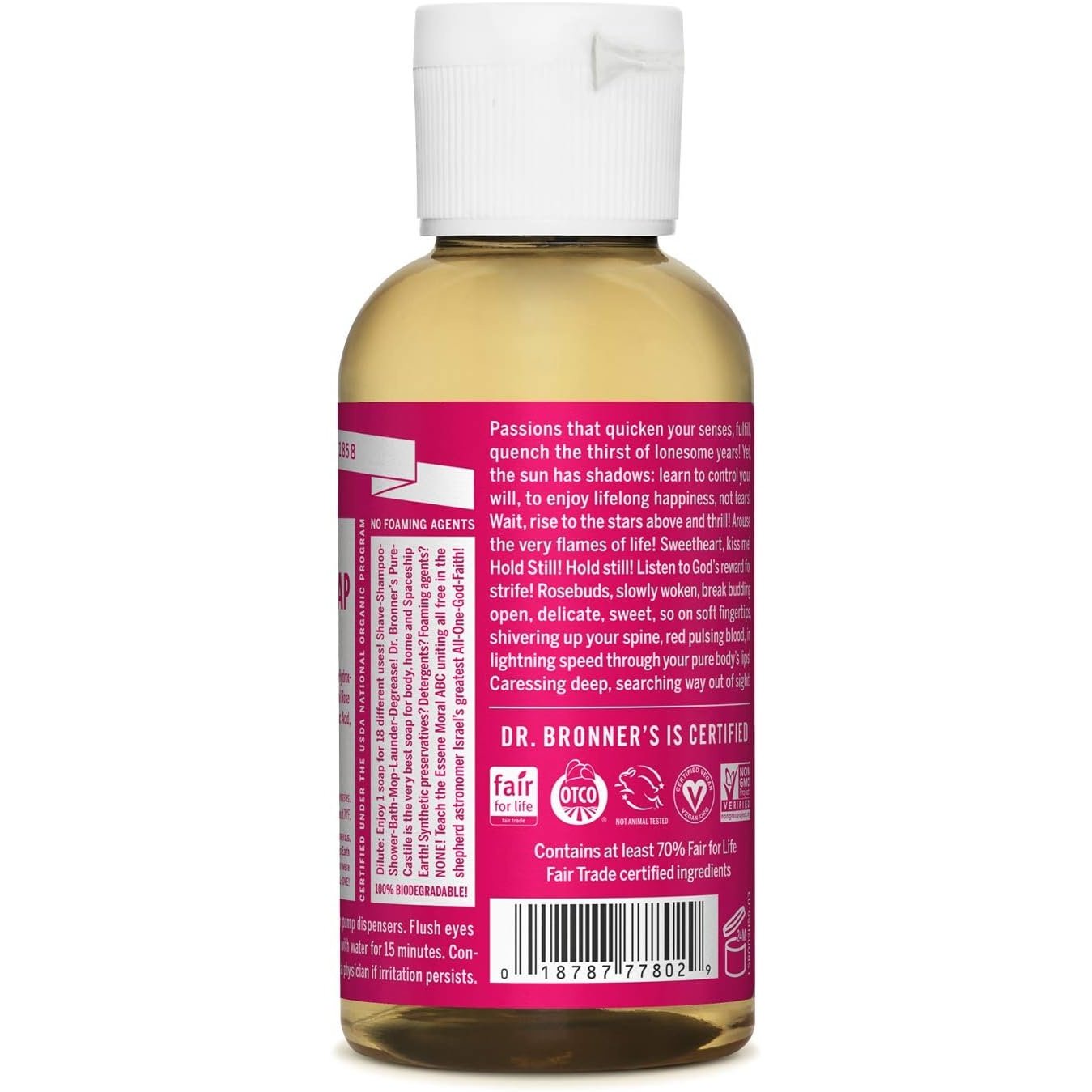 Dr. Bronner's Pure-Castile Soap Liquid (Hemp 18-in-1) Rose 59ml - Cutprice Online