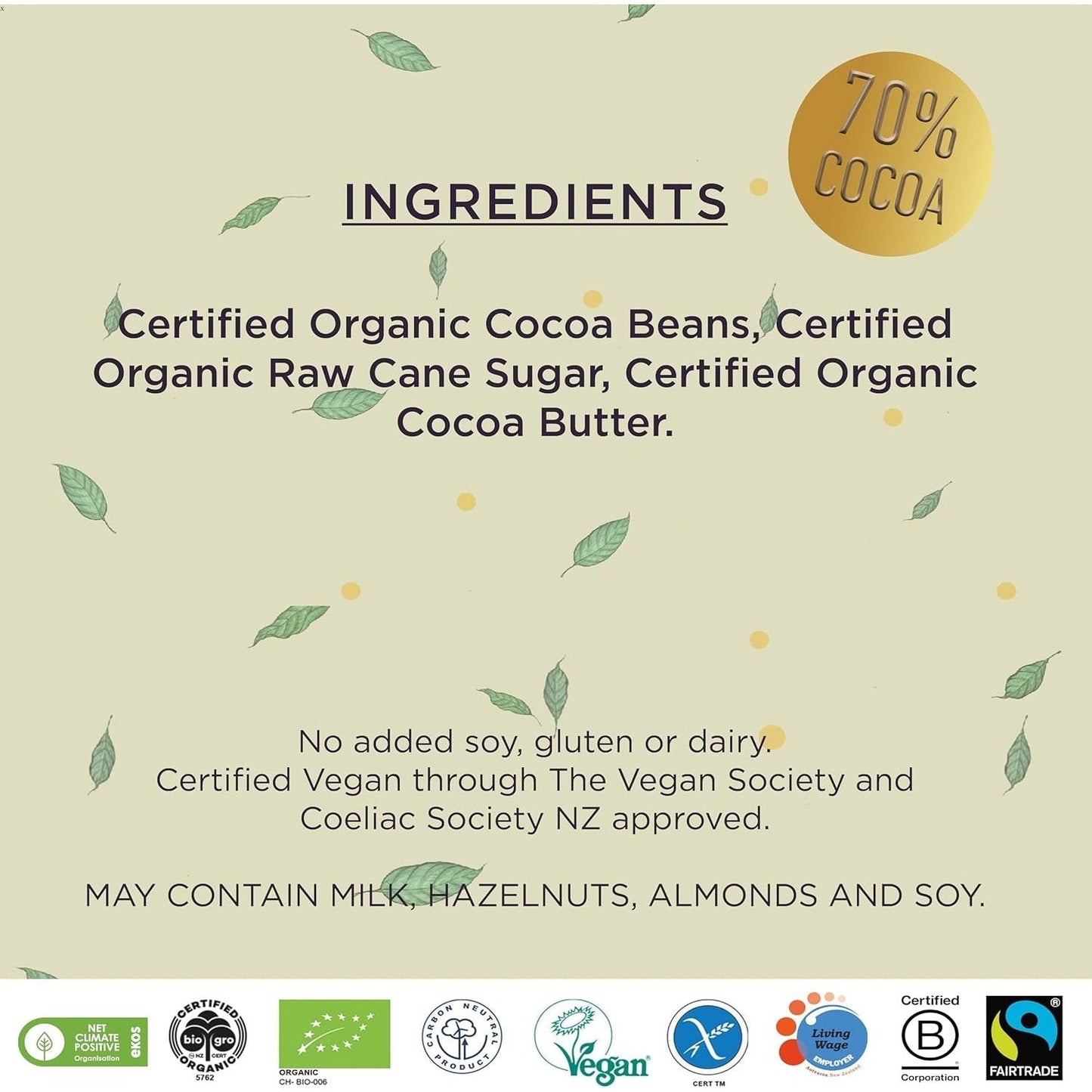 Bennetto Organic Dark Chocolate 70% Organic Dark 12x80g - Cutprice Online