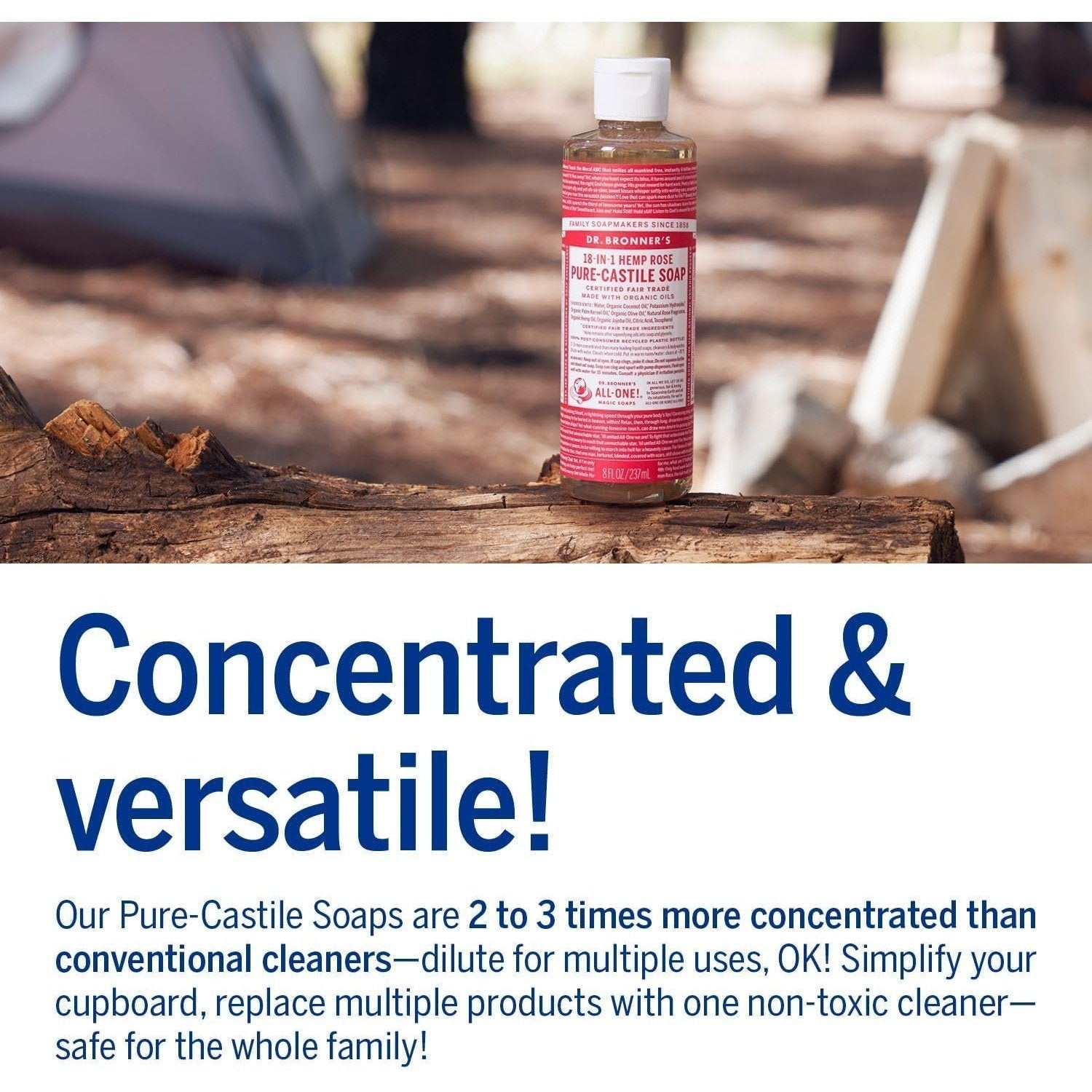 Dr. Bronner's Pure-Castile Soap Liquid (Hemp 18-in-1) Rose 237ml - Cutprice Online