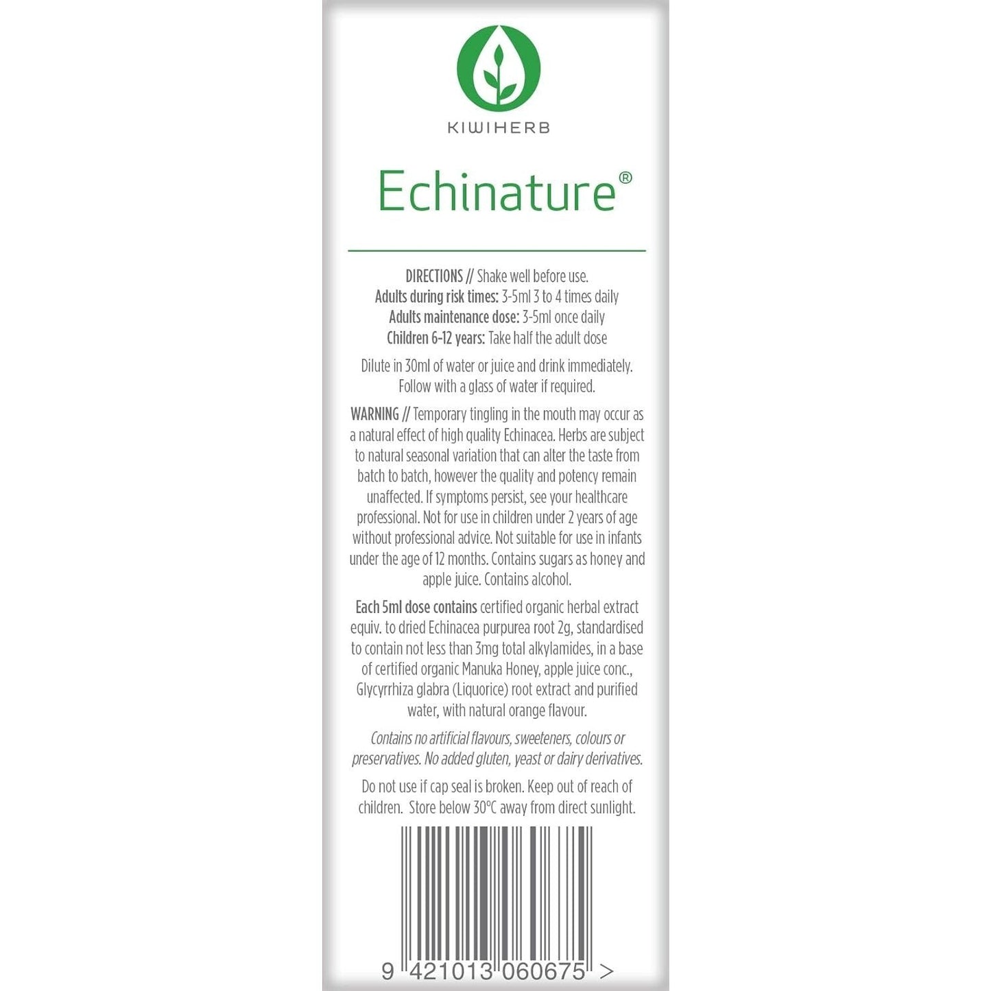 Kiwiherb Organic Echinature Oral Liquid 100ml - Cutprice Online