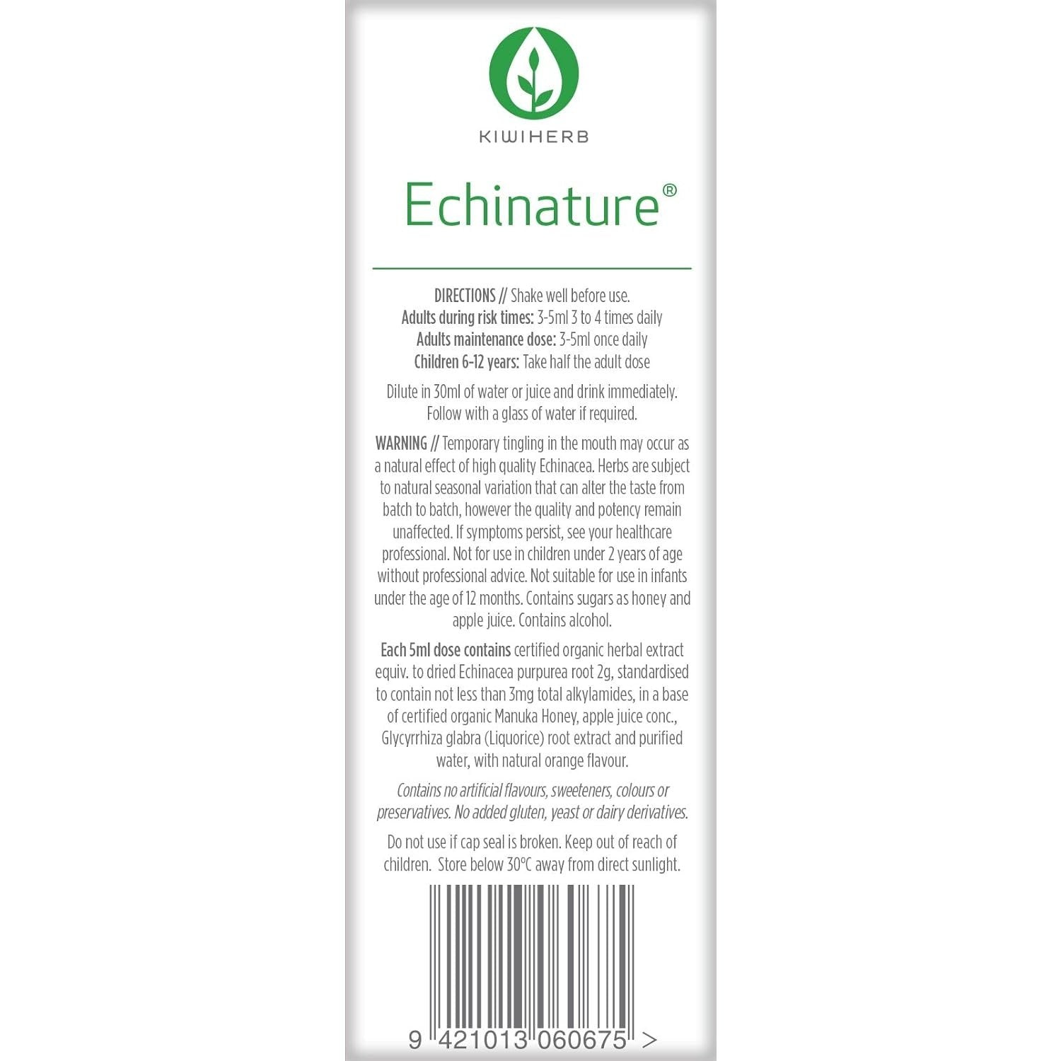 Kiwiherb Organic Echinature Oral Liquid 100ml - Cutprice Online