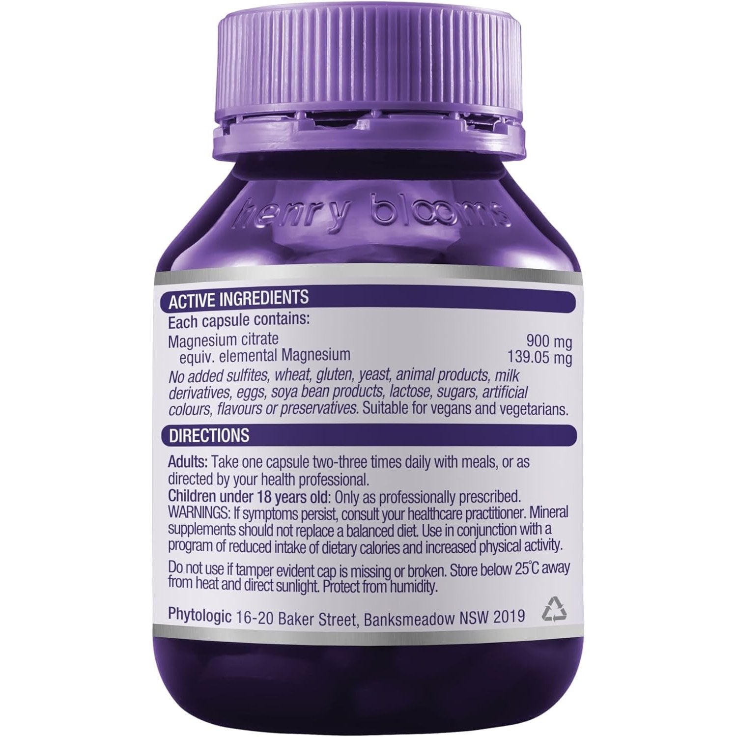 Henry Blooms Tri-Magnesium Citrate 900mg 60c - Cutprice Online