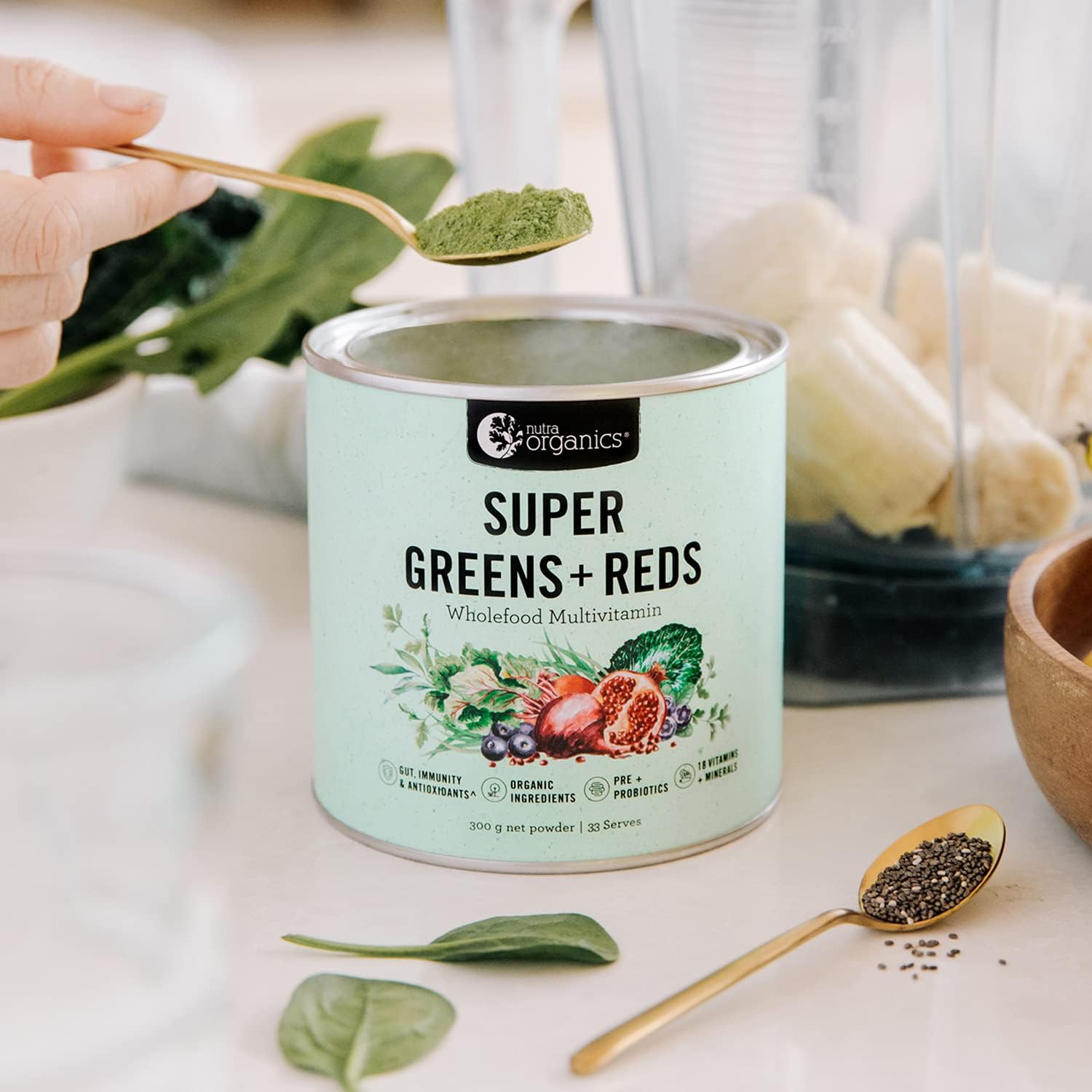 Nutra Organics Organic Super Greens + Reds (Wholefood Multivitamin) 150g - Cutprice Online