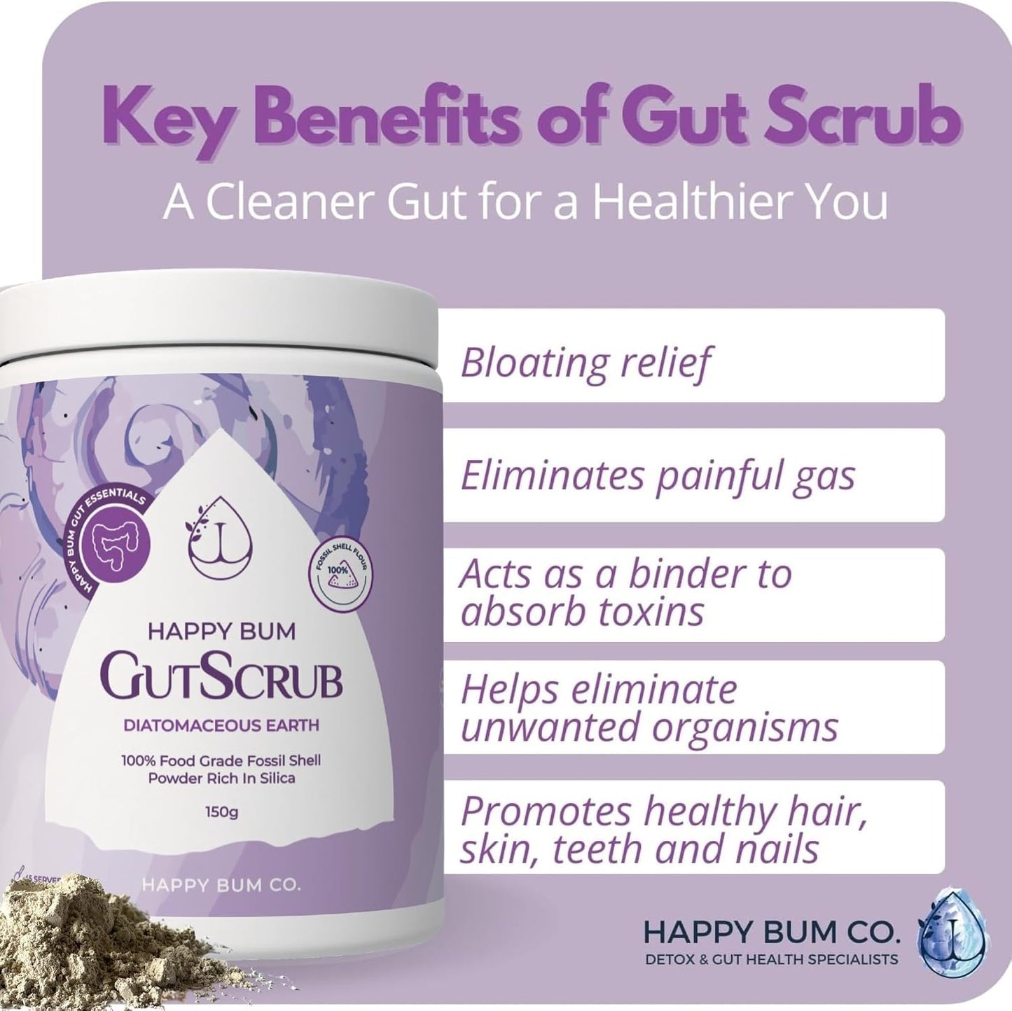 Happy Bum Gut Scrub Diatomaceous Earth 150g
