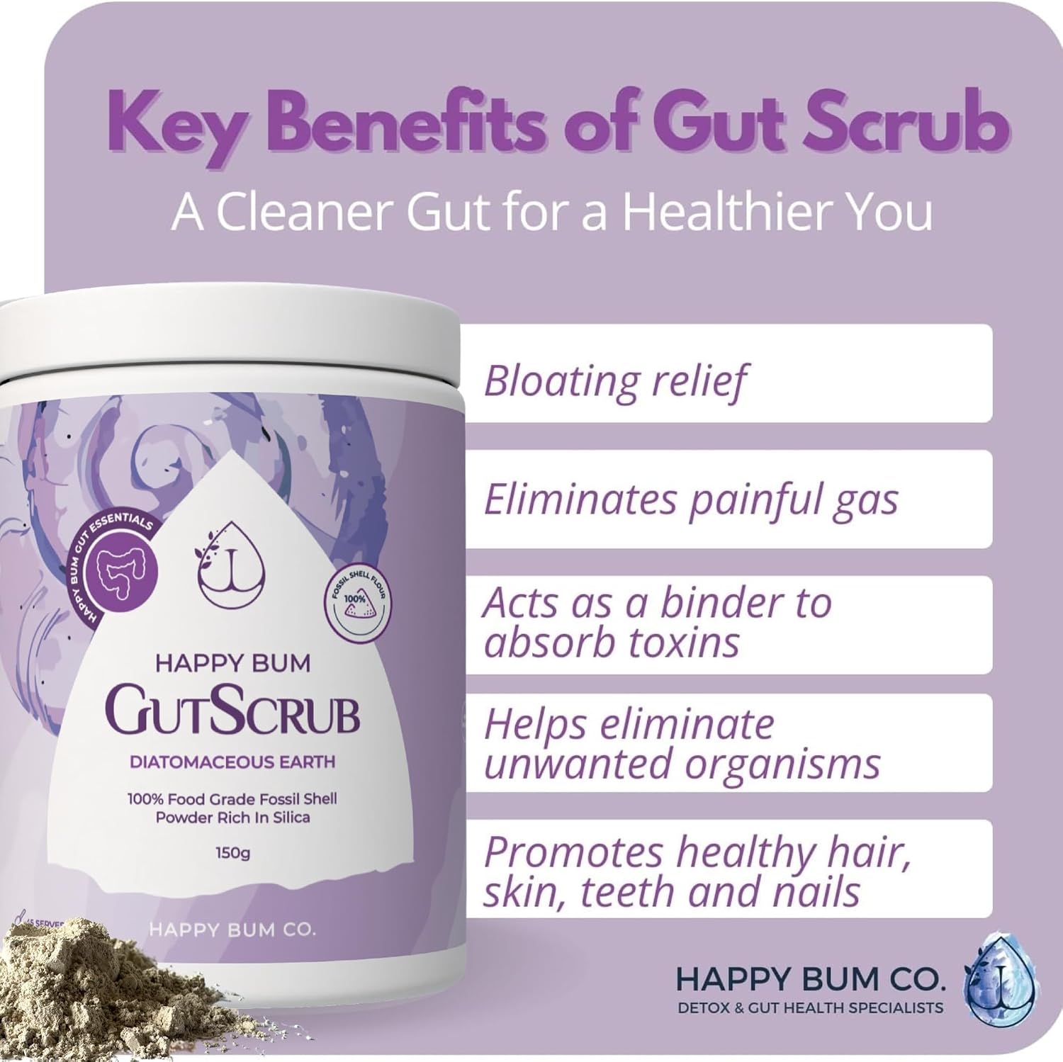 Happy Bum Gut Scrub Diatomaceous Earth 150g