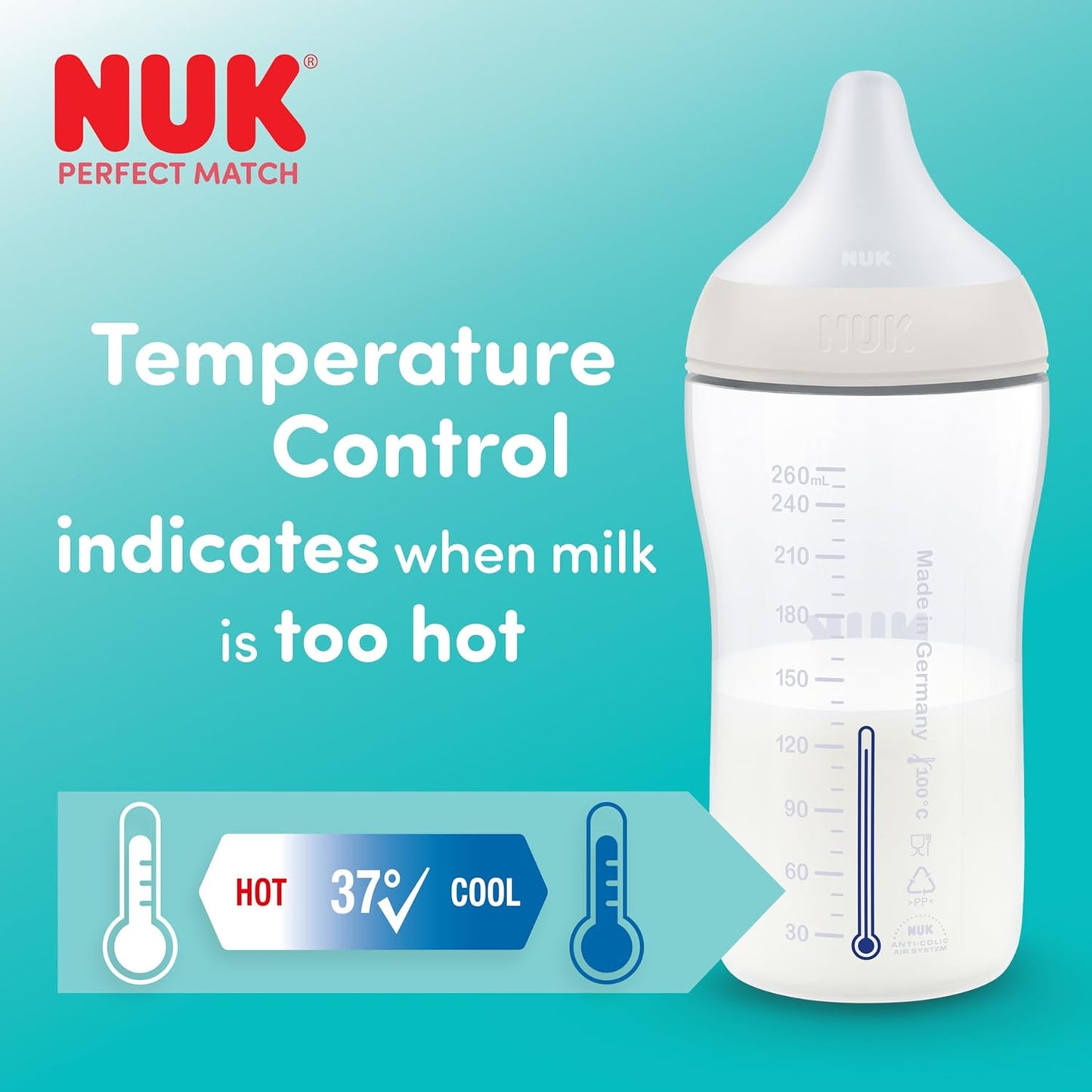 Nuk Perfect Match Bottle 260ml 3m+ 2pk