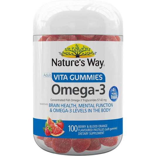 Nature's Way Adult Omega 3 Berry & Blood Orange Flavoured Vita Gummies Pack of 100