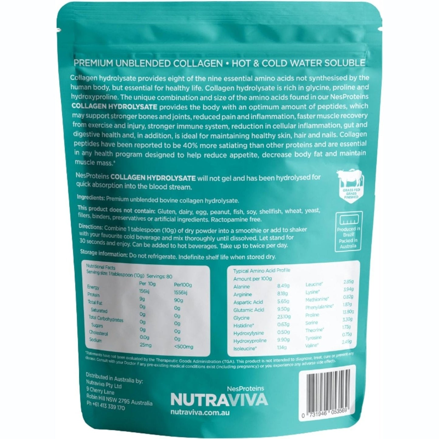 Nutraviva (NesProteins) Collagen Hydrolysate (Beef) Halal 800g - Cutprice Online