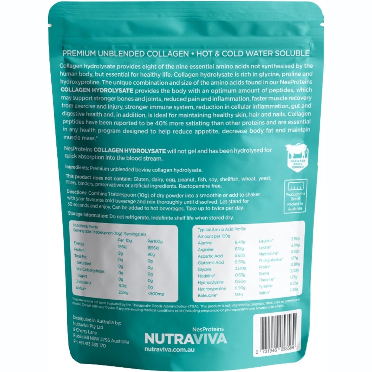 Nutraviva (NesProteins) Collagen Hydrolysate (Beef) Halal 800g - Cutprice Online