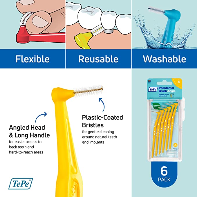 TePe Angle Yellow Interdental Brushes  0.7mm 6 Pack - Cutprice Online