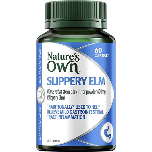 Nature’s Own Slippery Elm 400mg 60 Capsules - Cutprice Online