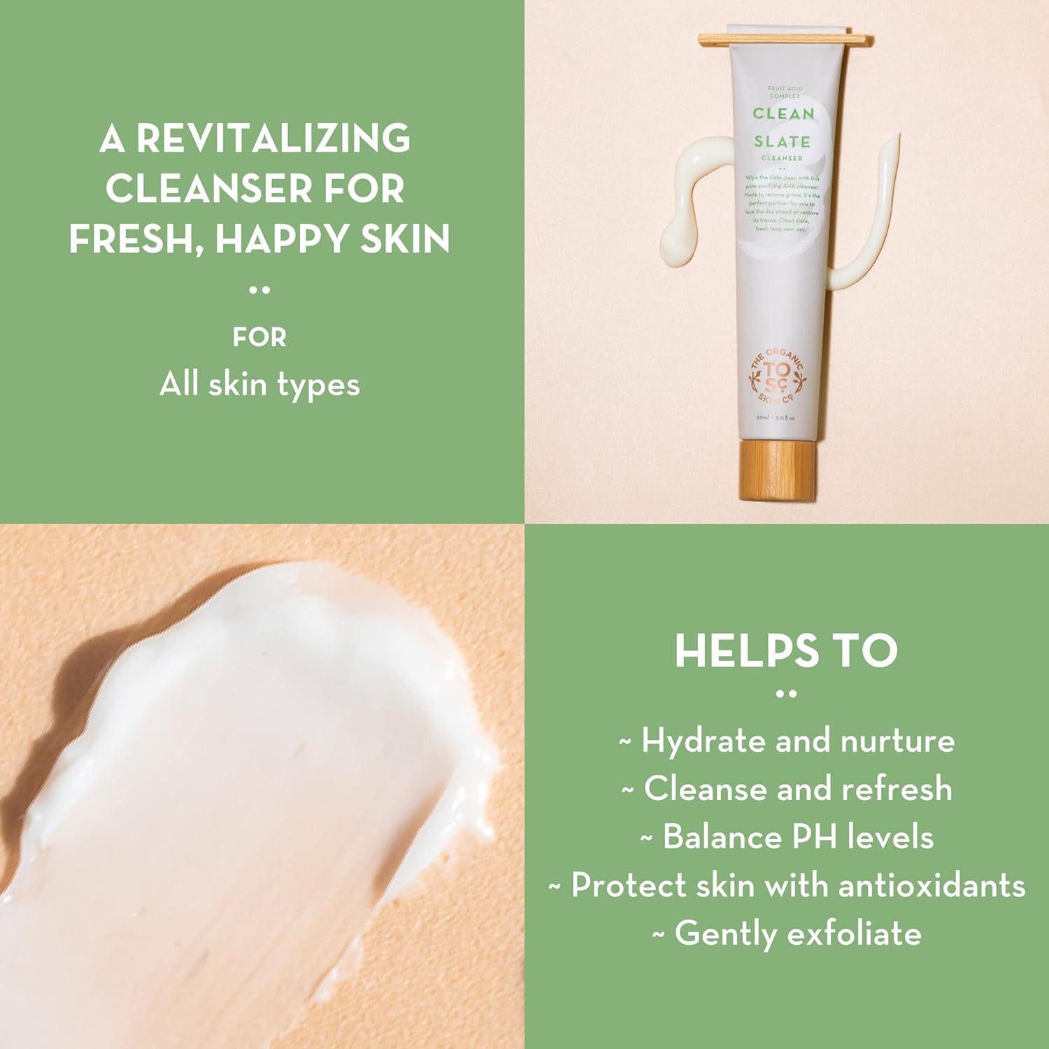 The Organic Skin Co Organic Clean Slate Cleanser Fruit Acid Complex 90ml - Cutprice Online