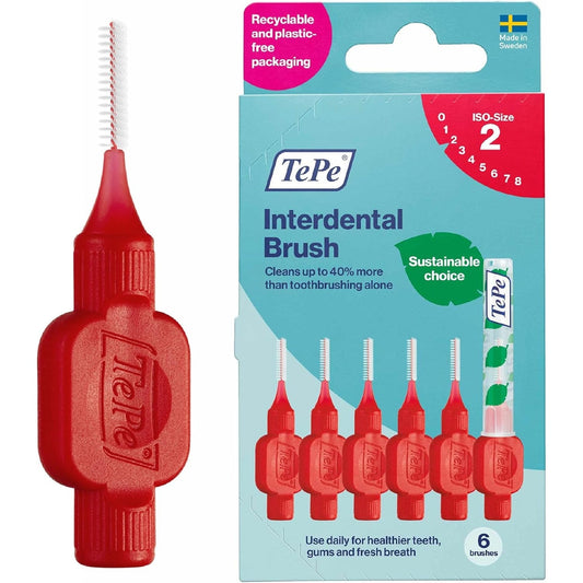 TePe Interdental Brush Angle Red (Size 2) 0.5mm 6 Pack - Cutprice Online