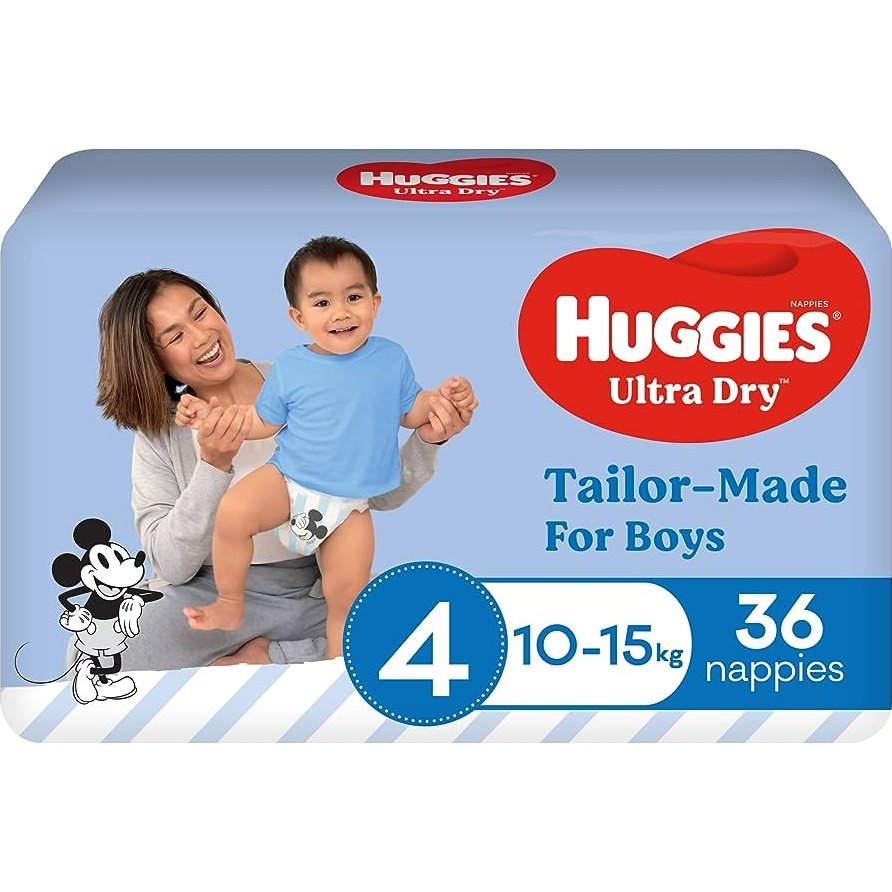 Huggies Ultra Dry Nappies Boys Size 4 (10-15kg) 36 Pack - Cutprice Online