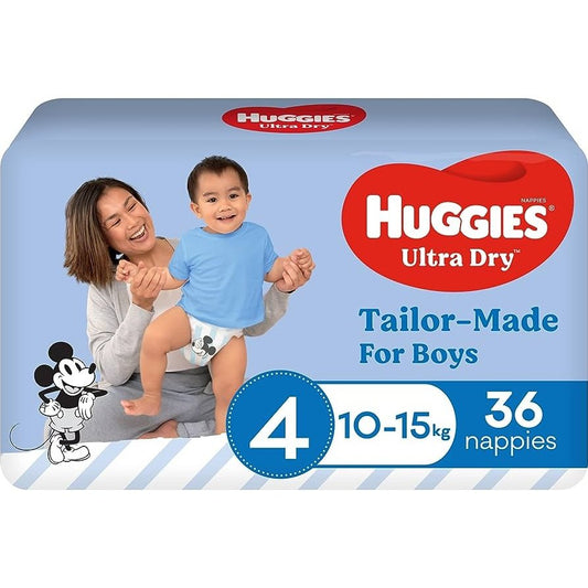 Huggies Ultra Dry Nappies Boys Size 4 (10-15kg) 36 Pack - Cutprice Online