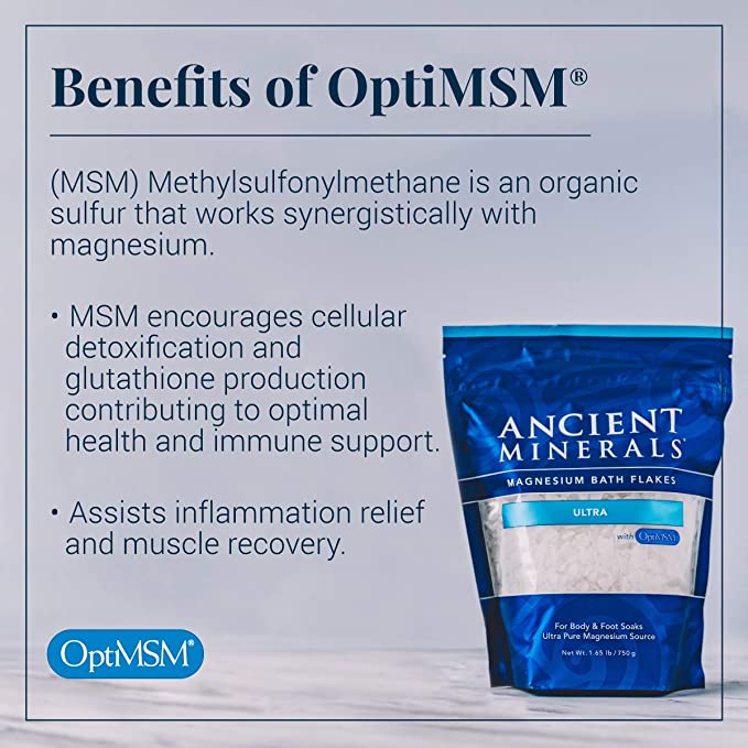 Ancient Minerals Magnesium Bath Flakes Ultra (With Msm) 750g ANCIENT MINERALS