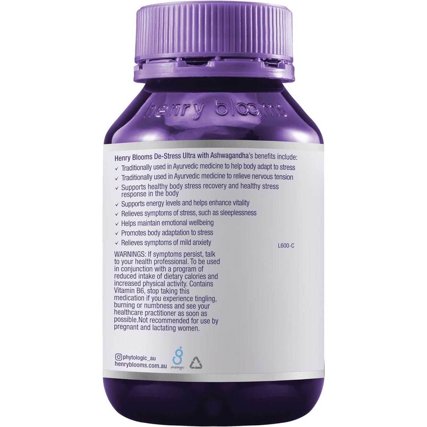 Henry Blooms De-Stress Ultra with Ashwagandha 60c - Cutprice Online
