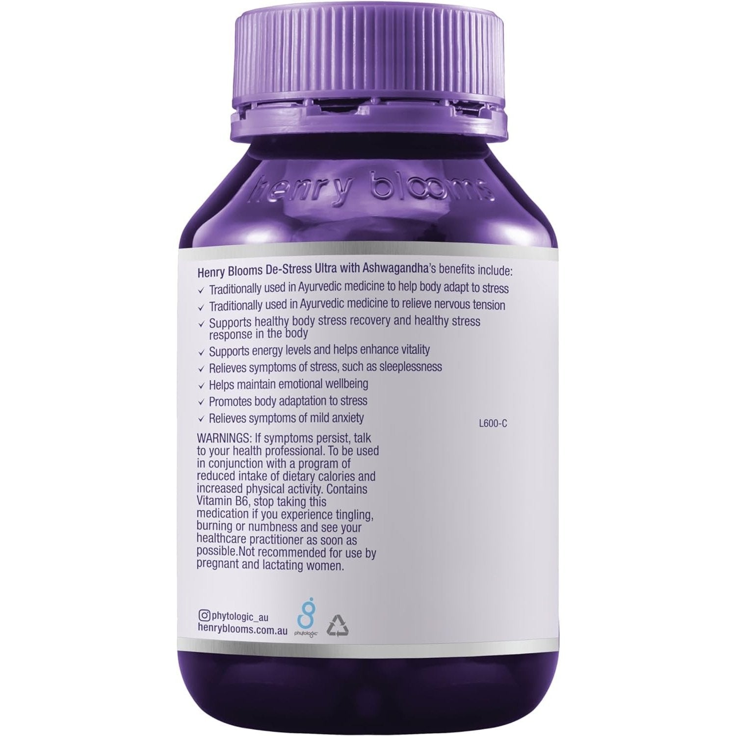 Henry Blooms De-Stress Ultra with Ashwagandha 60c - Cutprice Online