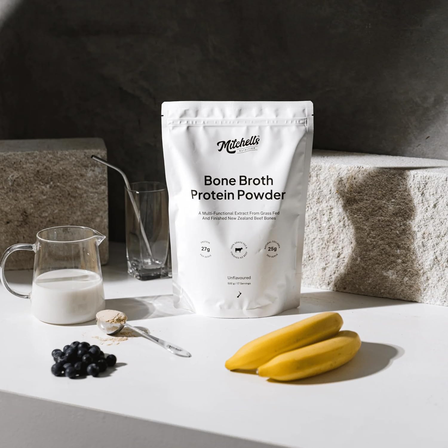 Mitchells Nutrition Bone Broth Protein Powder Unflavoured 500g - Cutprice Online