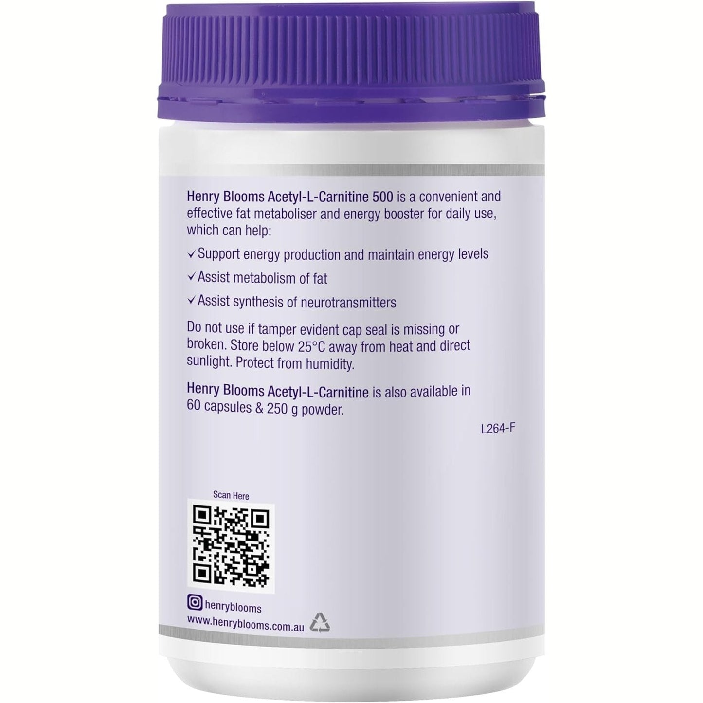 Henry Blooms Acetyl-L -Carnitine 500 180c - Cutprice Online