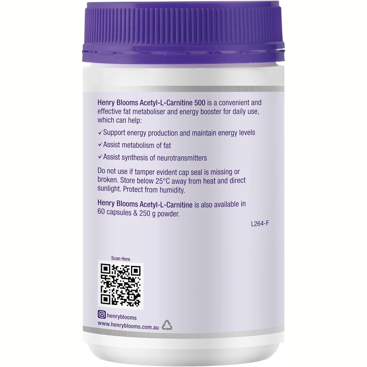 Henry Blooms Acetyl-L -Carnitine 500 180c - Cutprice Online