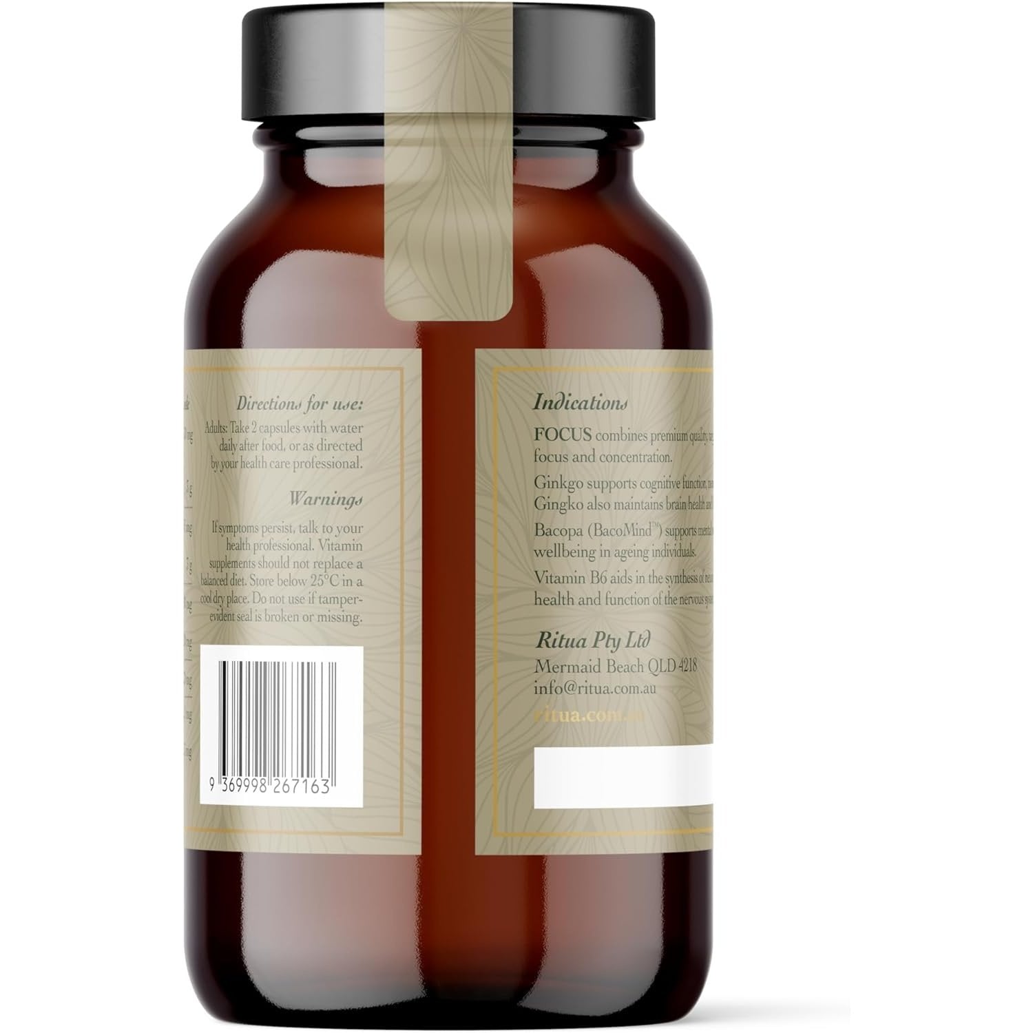 RITUA FOCUS BacoMind Ginko Cordyceps Tyrosine B6 60 Caps - Cutprice Online