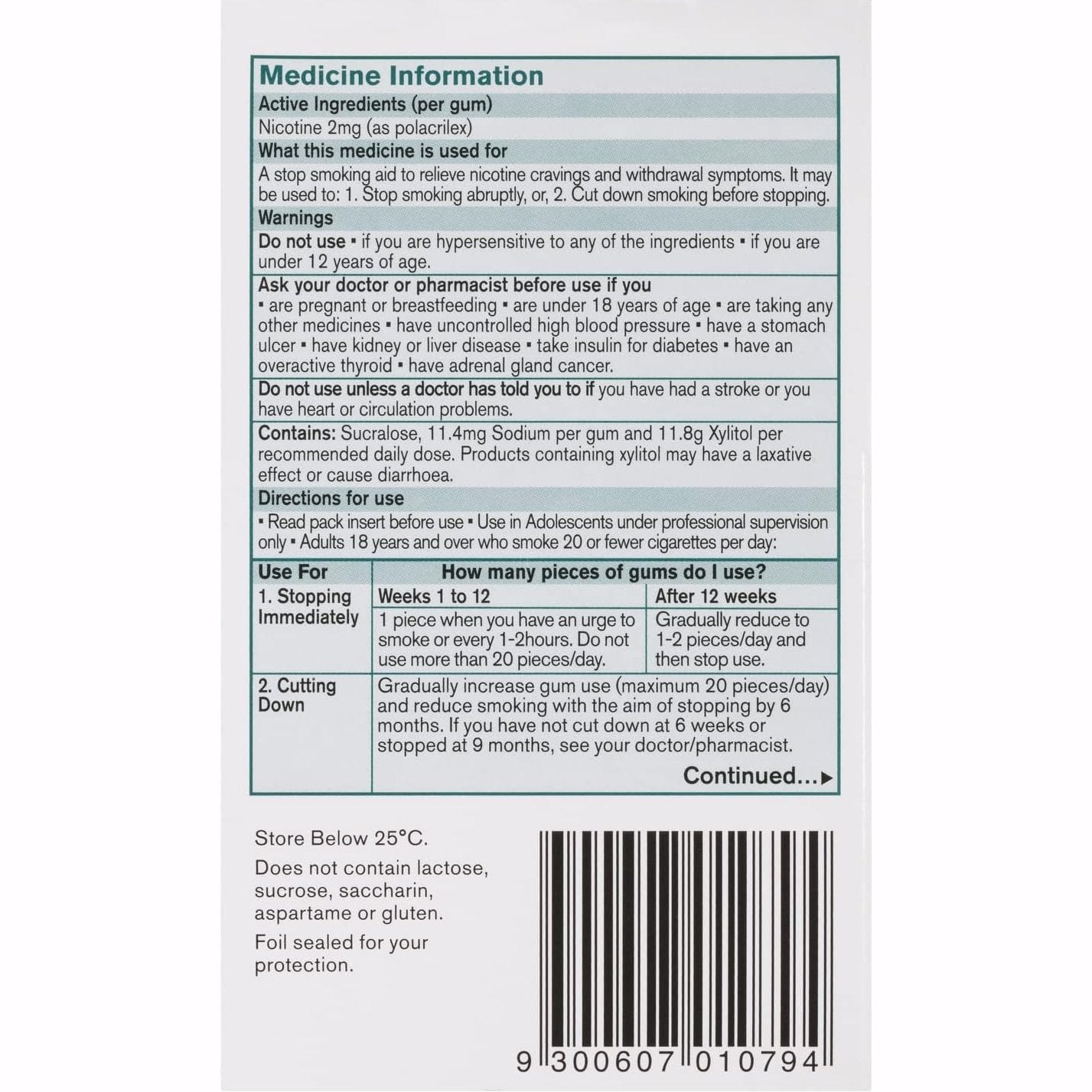 Nicorette Quit Smoking Regular Strength Nicotine Gum Icy Mint 75