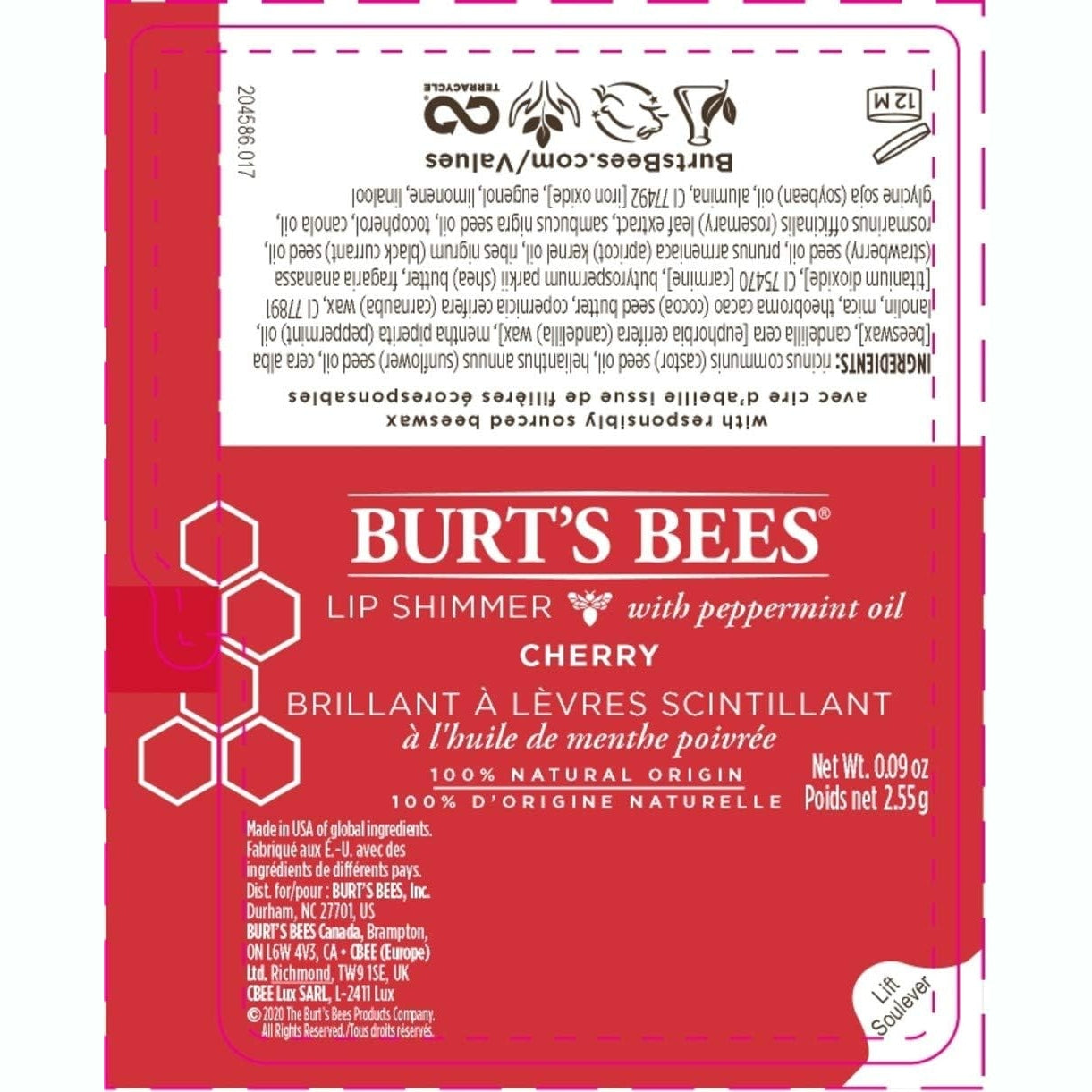 Burt's Bees Lip Shimmer Cherry 2.6g - Cutprice Online