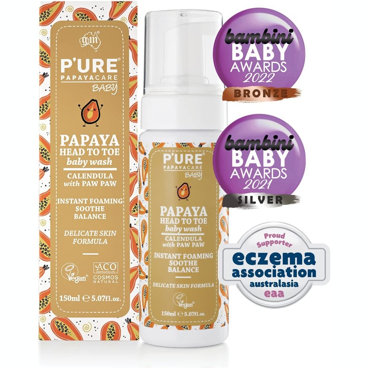 P'URE Papayacare Baby Papaya Head To Toe Baby Wash (Calendula with Paw Paw) 150ml - Cutprice Online